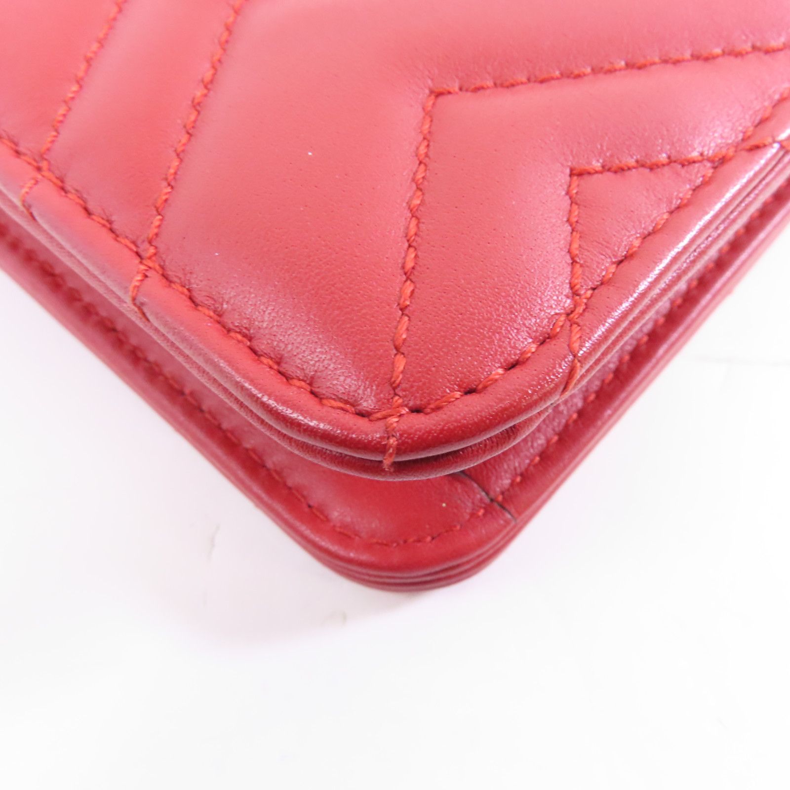 Gucci Cowhide Leather Gg Marmont Gold Bag Crimson Shoulder Bag Red Calfskin (cowhide) 488426