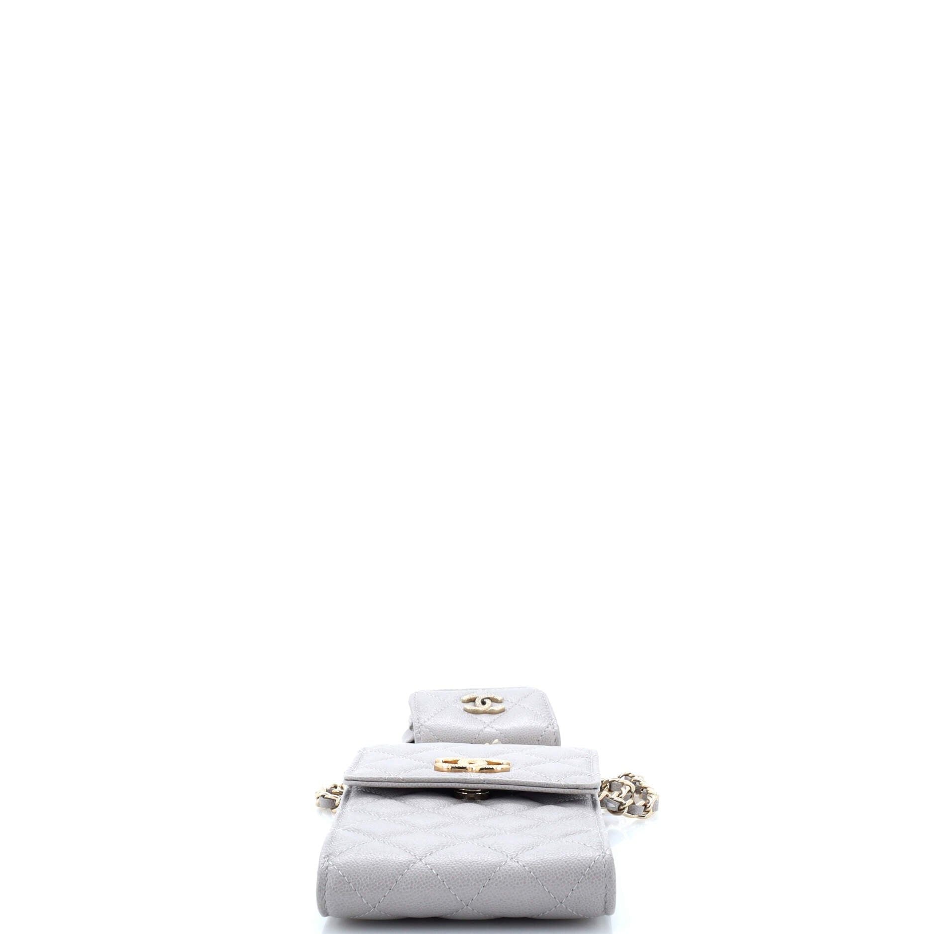 Chanel Textured Cc Flap Phone Holder Crossbody Bag With Airpods Pro Case Quilted Caviar