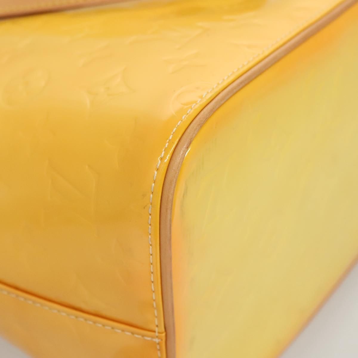 Louis Vuitton Vernis Houston Hand Bag Lime Yellow M 91055 Lv Auth