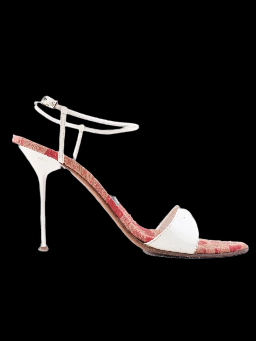 Casadei Excellent Condition White High-Heeled Sandals with Pink Insole