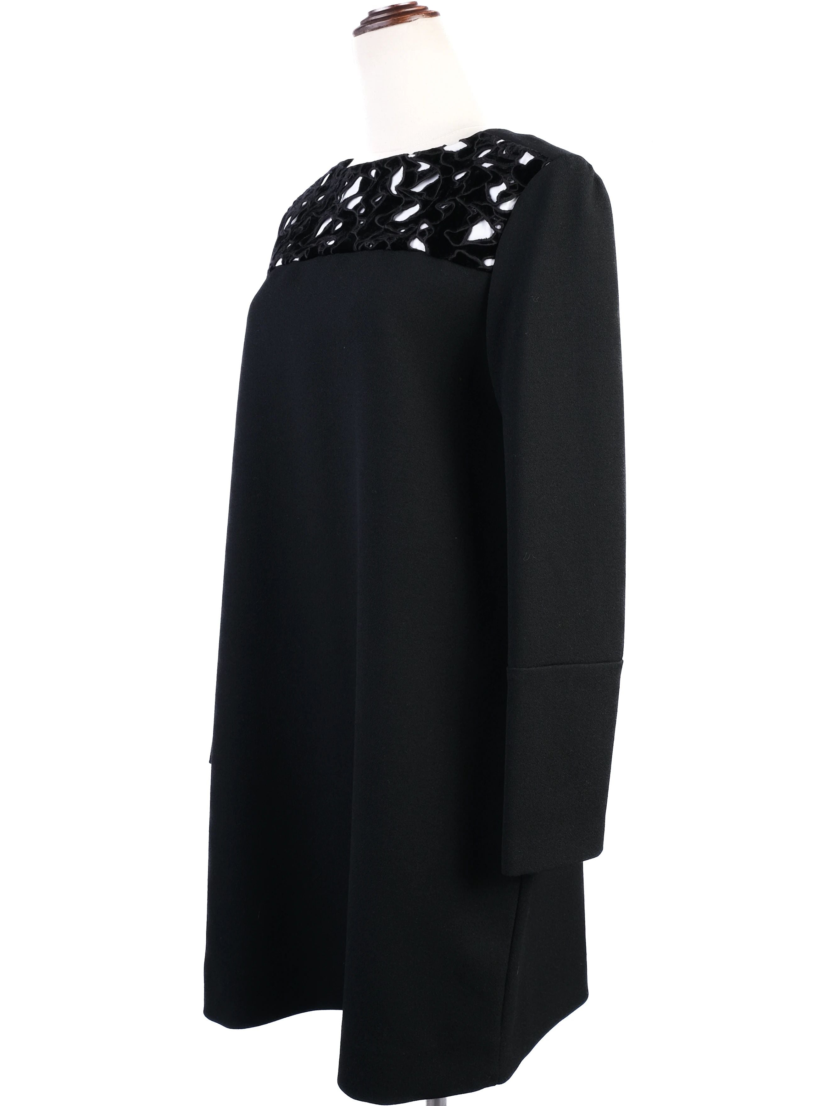 Maje Black Viscose Dress XL with Textured Cut-Out Design - Excellent