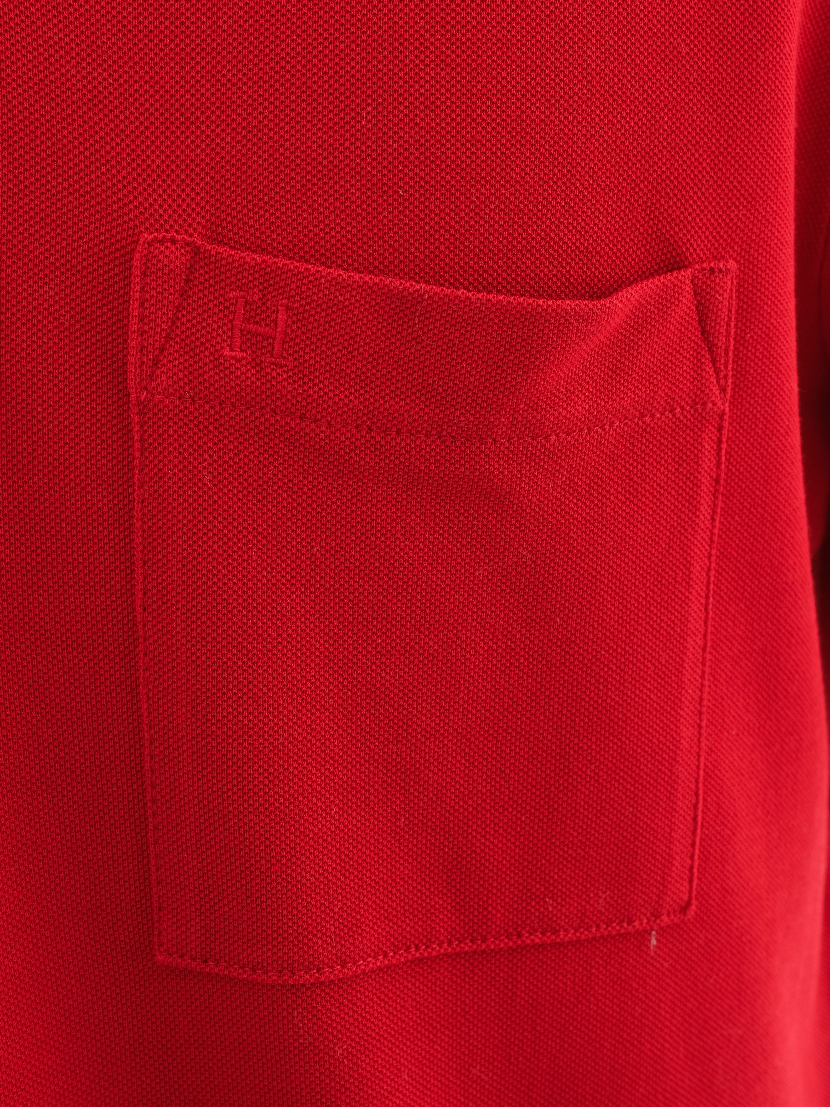 Excellent Hermes Red Cotton Polo Shirt Size L for Men