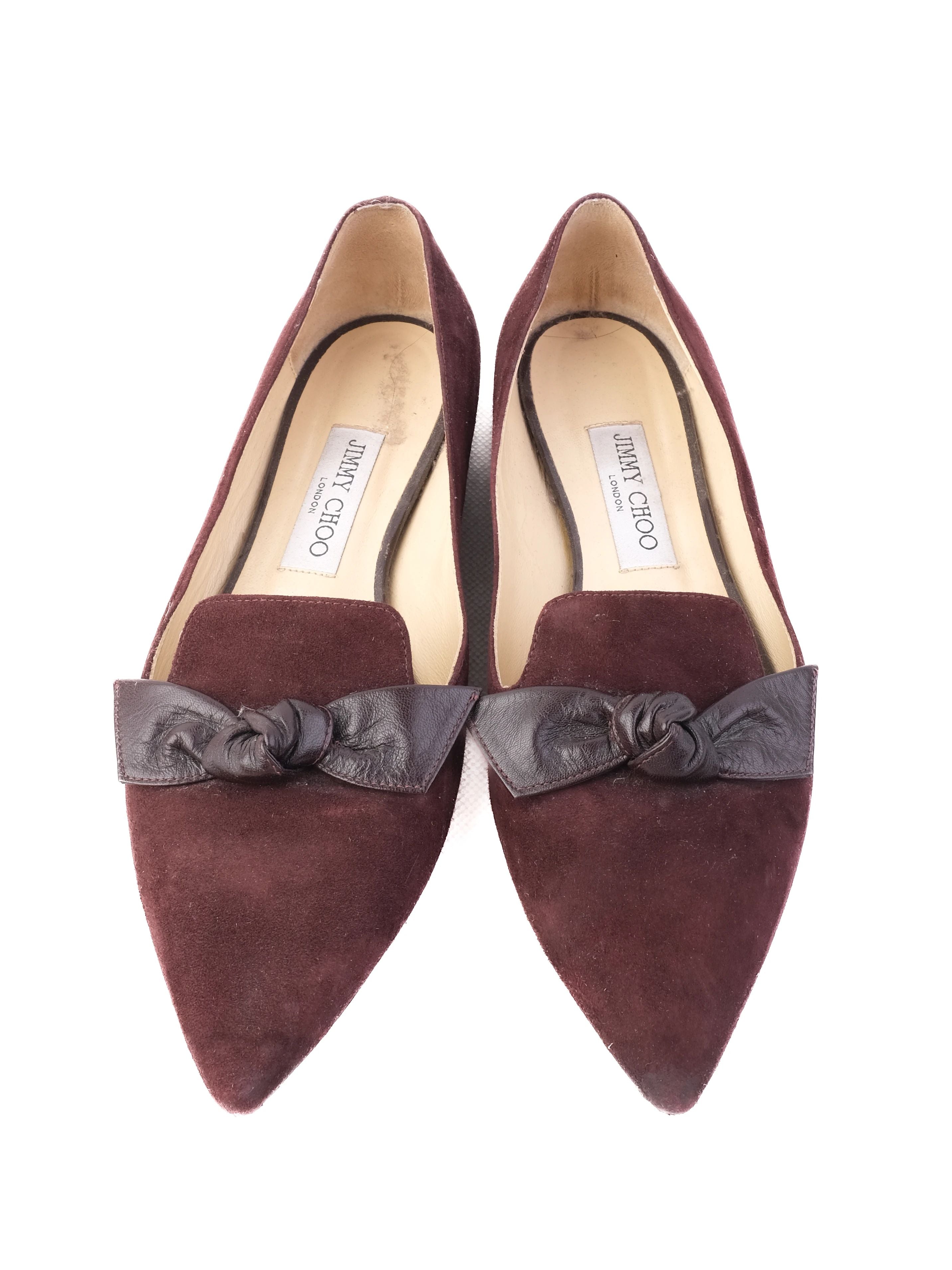 Good Jimmy Choo Purple Genuine Suede Bow Pointed Toe Shoes Size 38
