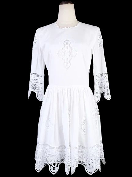 Excellent By Malene Birger White Cotton Lace Dress Size XS