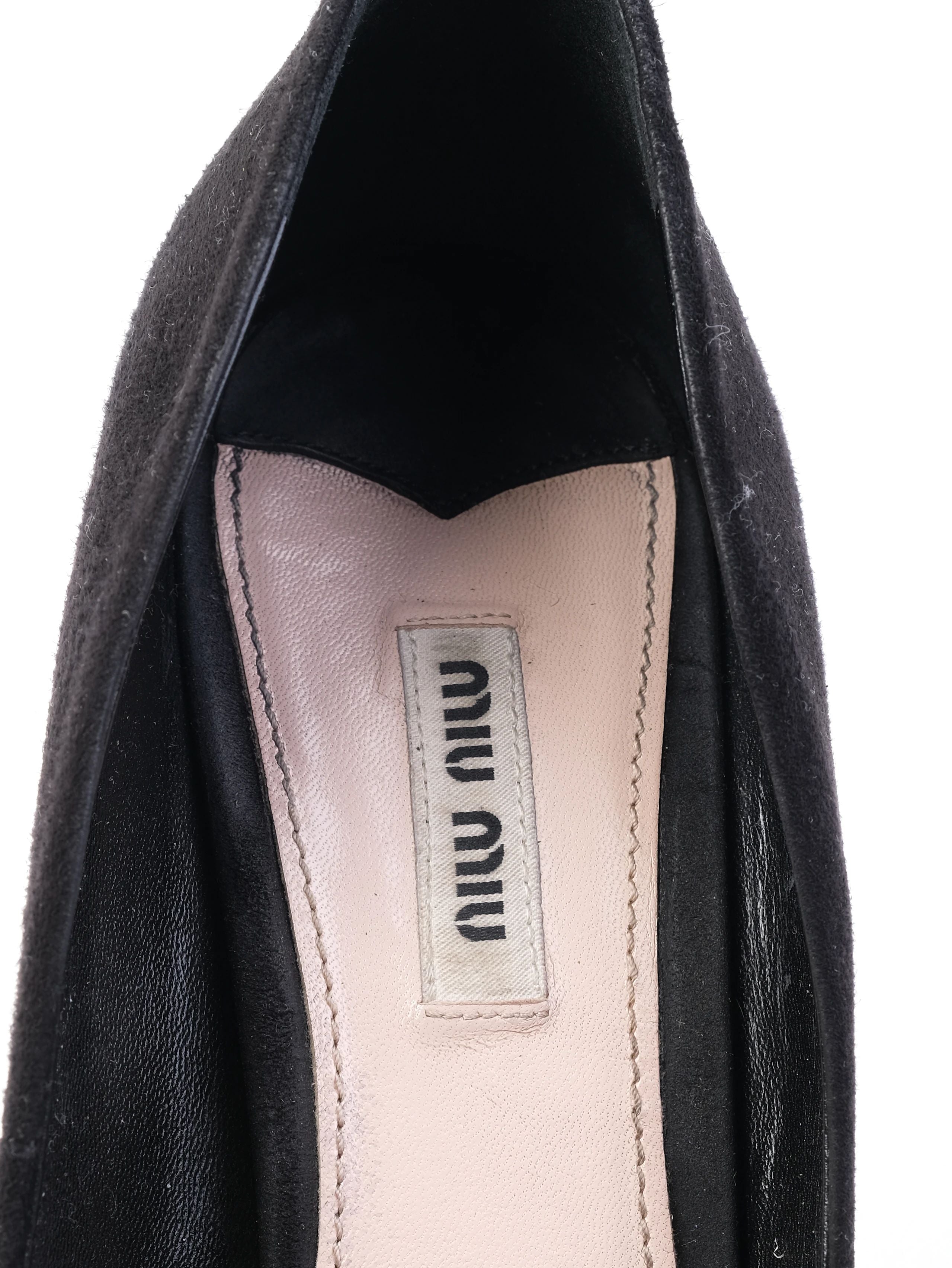 Excellent Miu Miu Black High-Heeled Stiletto Shoes Size 41.5 Leather