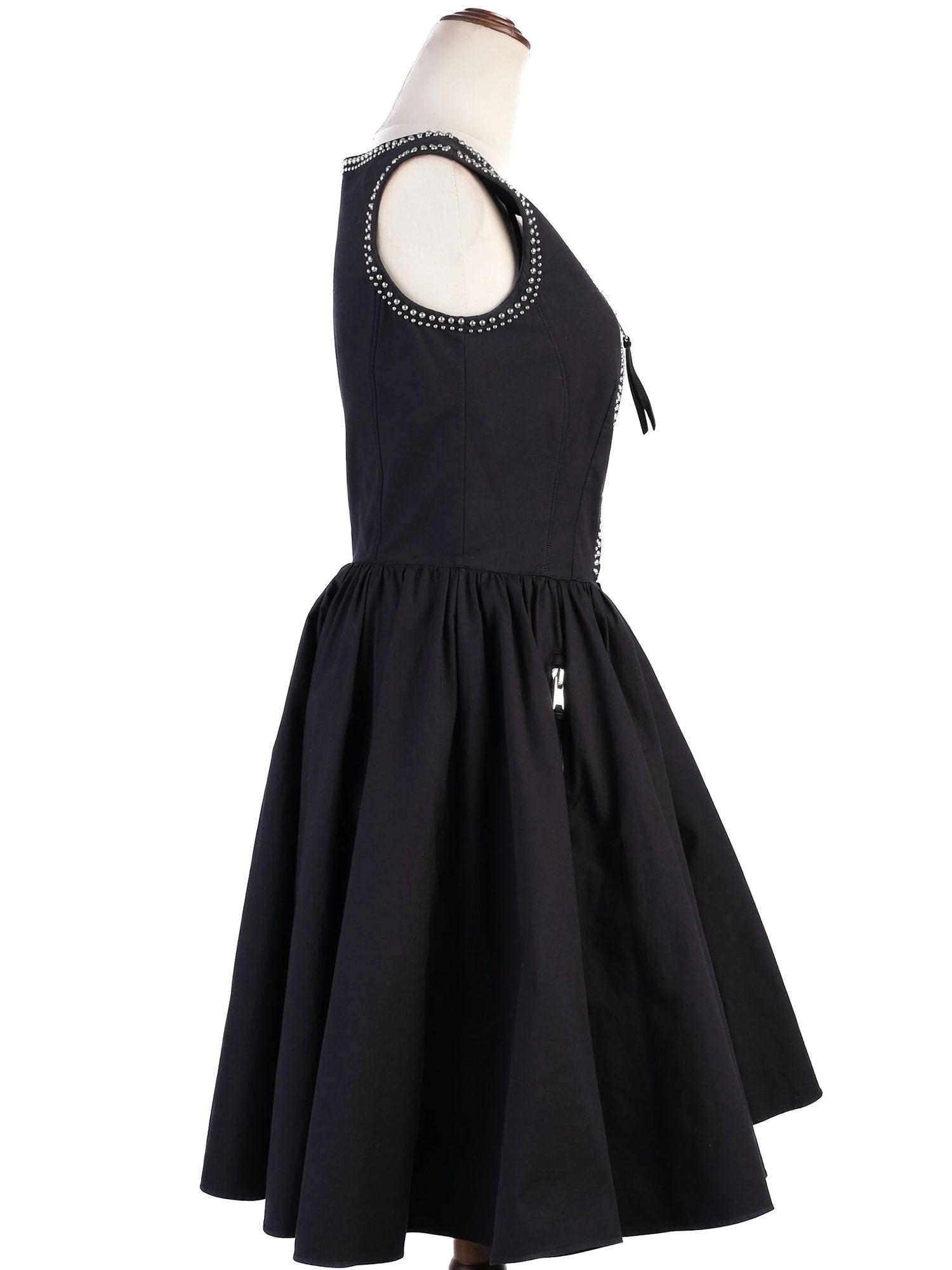 Excellent Prada Black Sleeveless Dress M with Decorative Studs