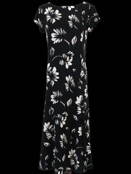 Excellent Ralph Lauren Black Floral Dress Size S Women&
