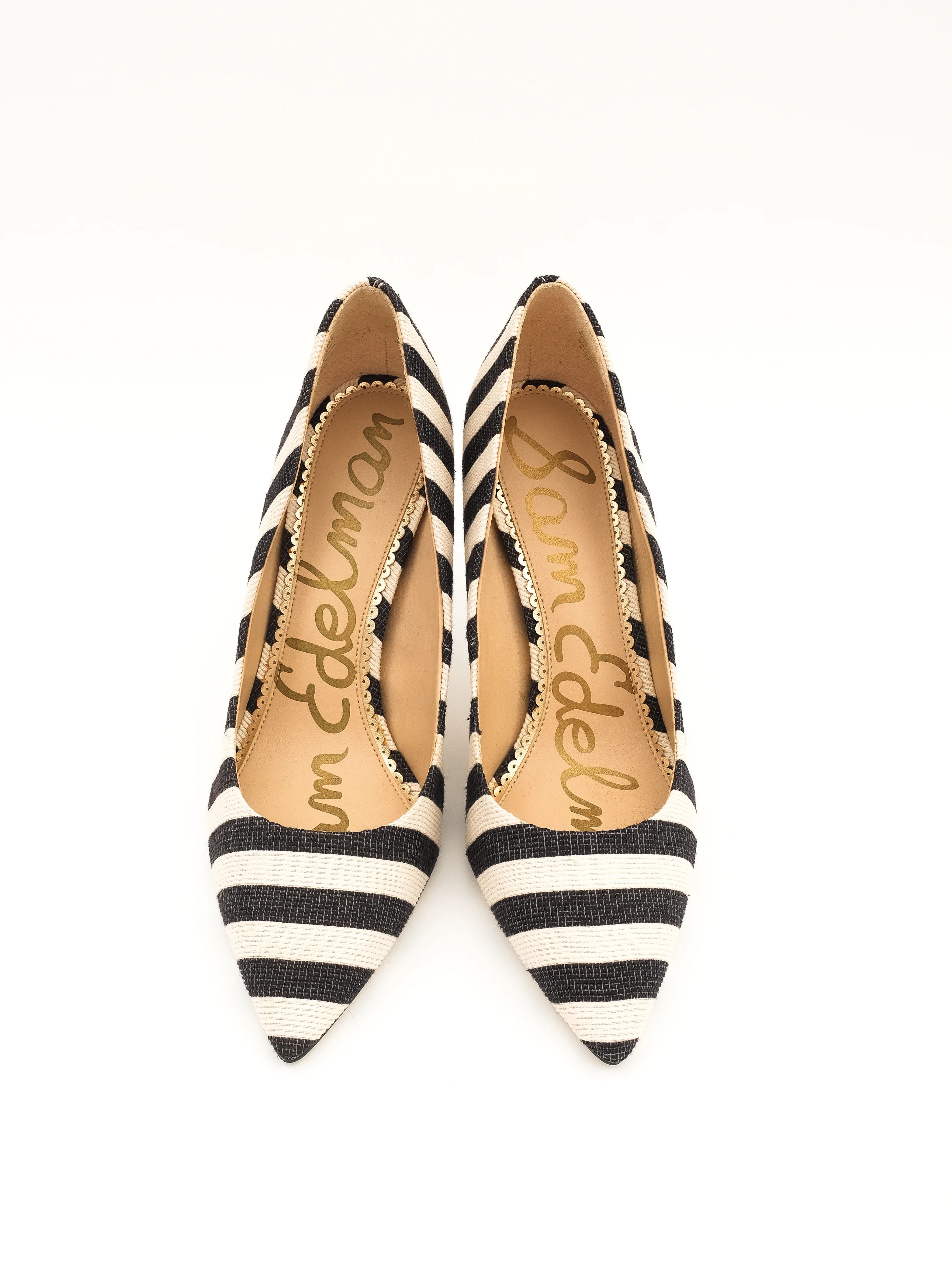 Excellent Sam Edelman Black & White Striped High-Heeled Shoe Size 38.5