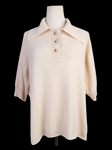 Excellent Loulou Studio White Cashmere Sweater Short Sleeve