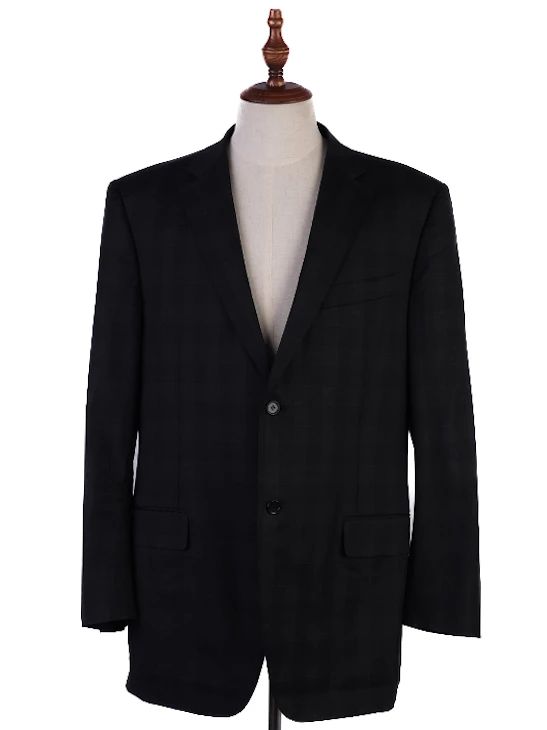 Excellent Canali Black Wool Suit Jacket Size XXL for Men