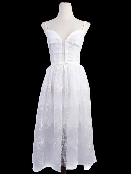 Excellent Isabel Garcia White Sheer Lace Dress Size XS