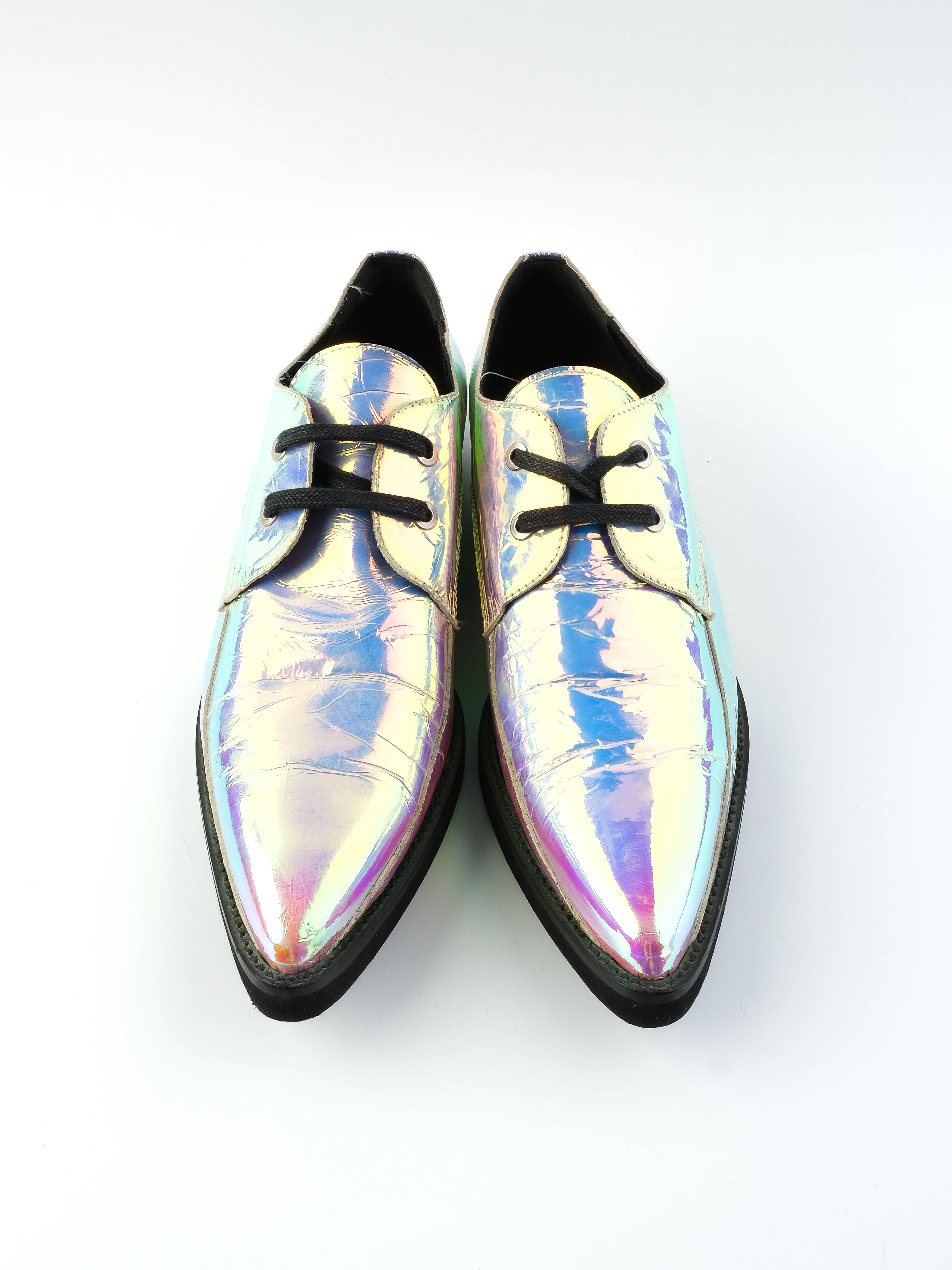Excellent Alexander McQueen Iridescent Leather Dress Shoes Size 39