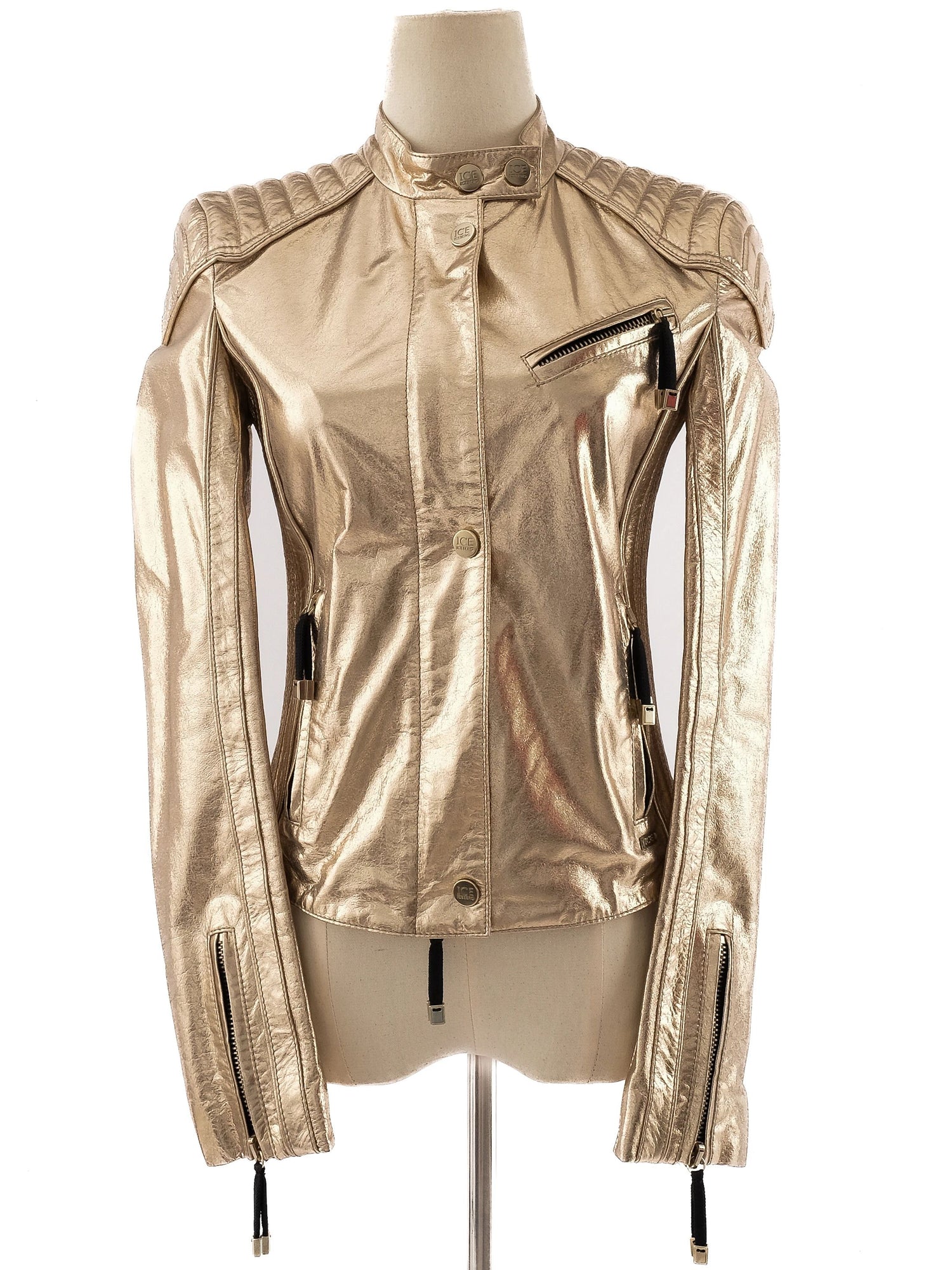 Excellent Iceberg Yellow Leather Jacket Size S with Quilted Detail