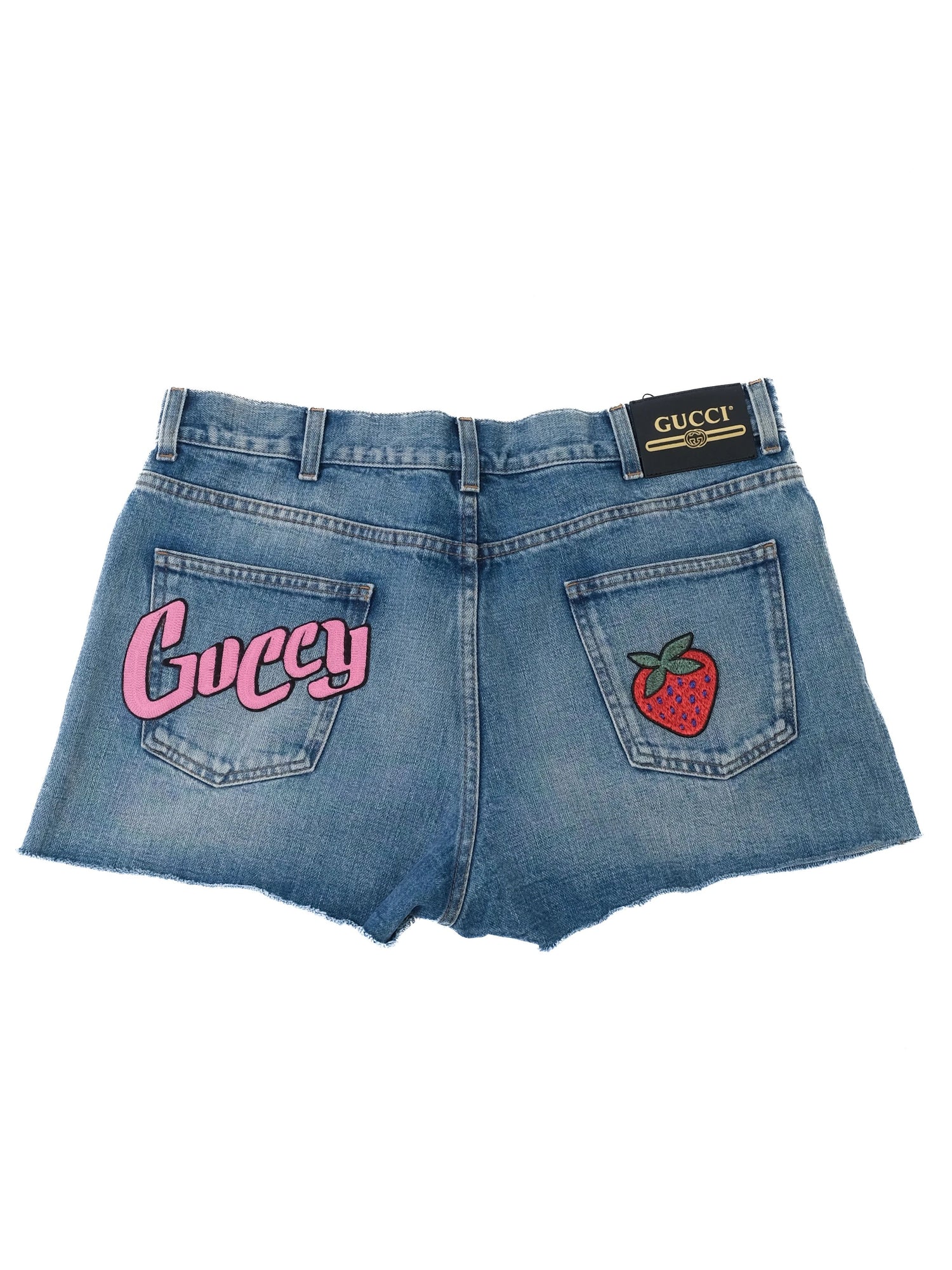 Excellent Gucci Blue Denim Shorts with Unique Pockets Size L