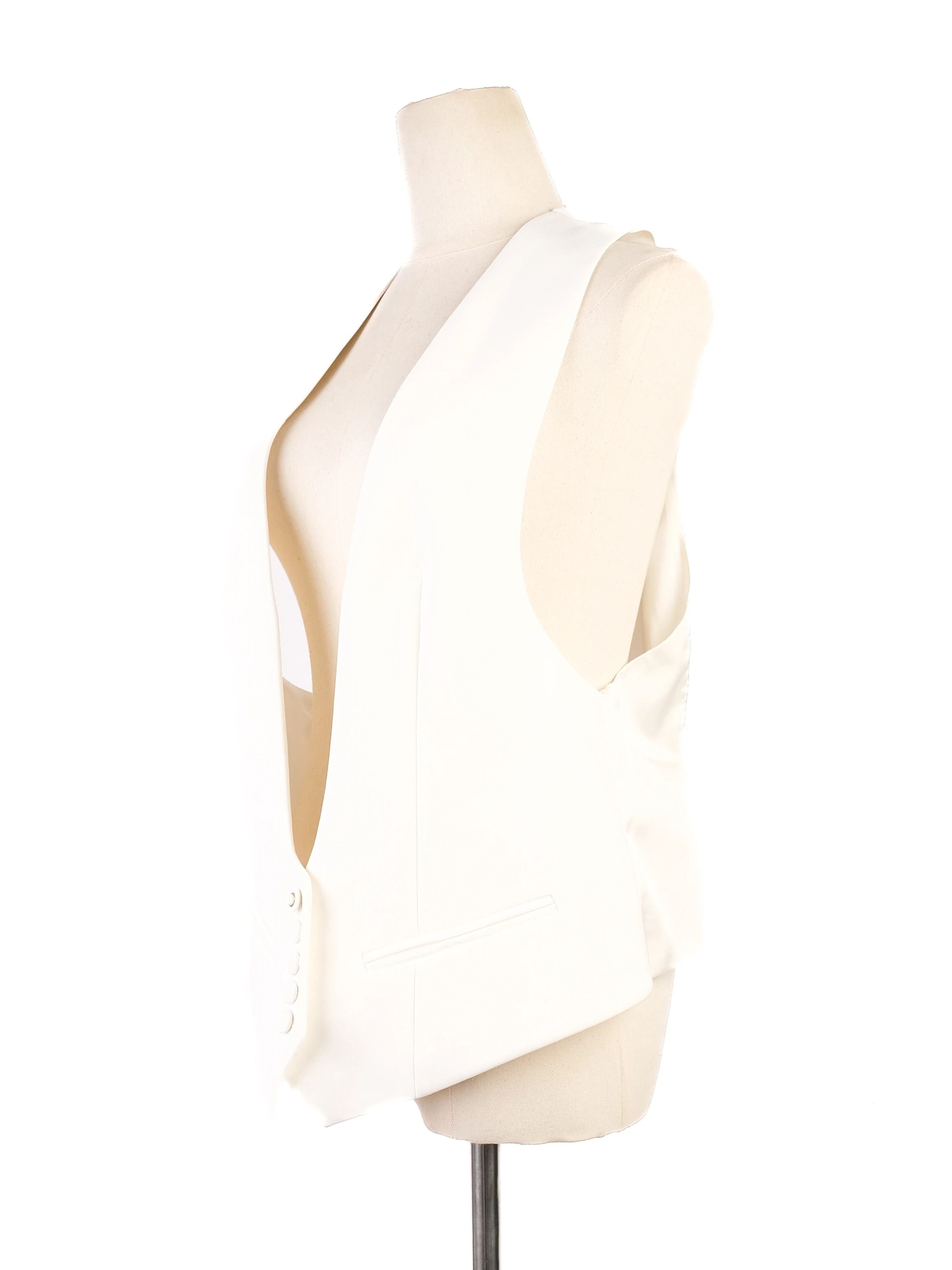 NEW Alexandre Vauthier White Formal Vest Size S Deep V-neck Design