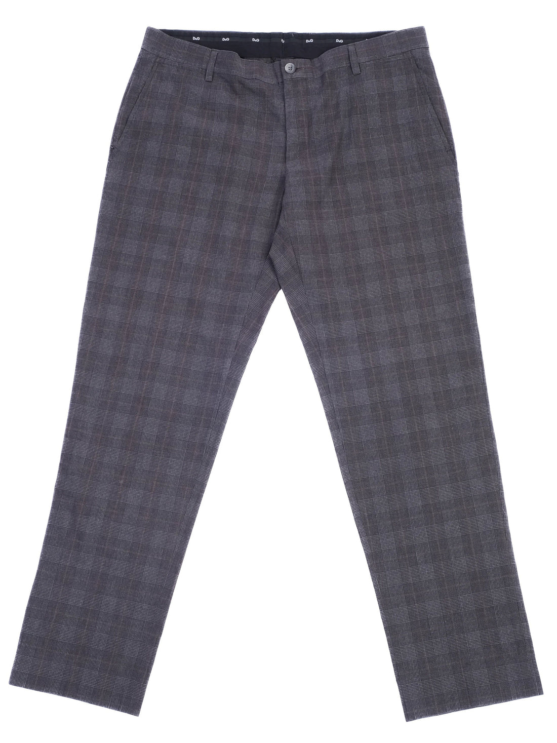 Excellent Dolce Gabbana Gray Plaid Trousers Cotton XXL