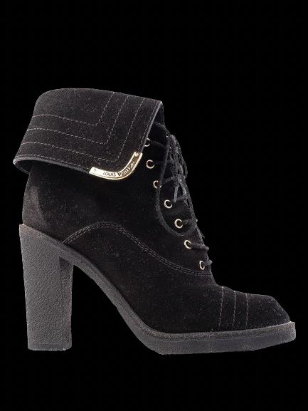 Excellent Louis Vuitton Black Leather Heeled Ankle Boots Size 36
