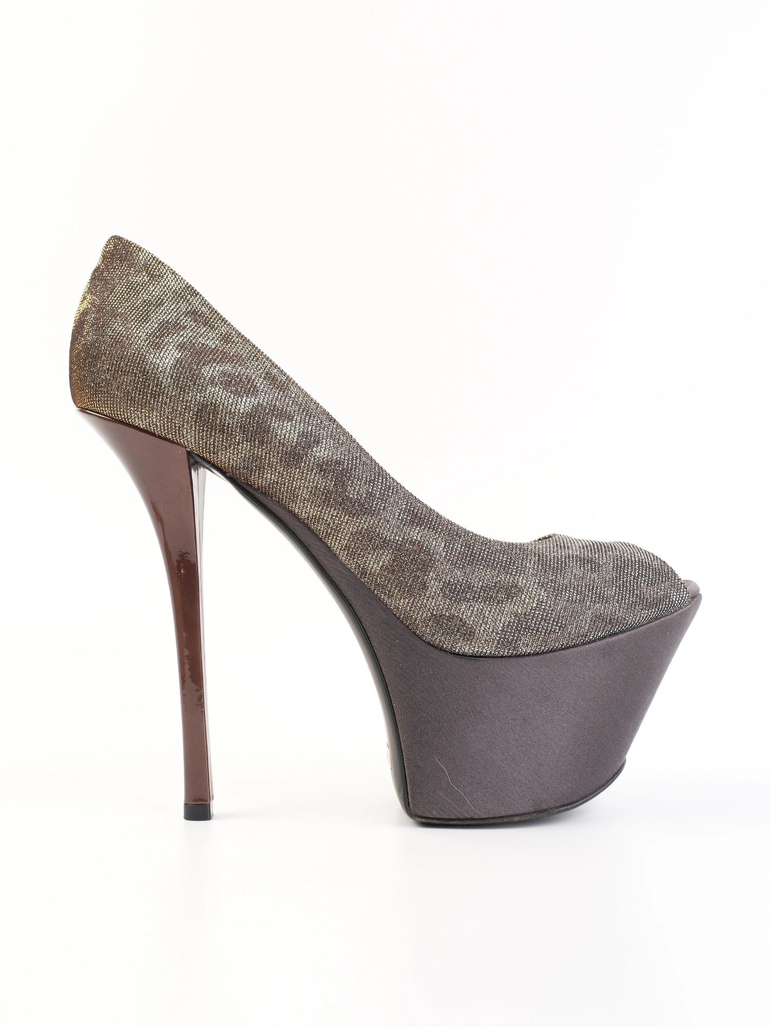 Excellent Baldan Gray High-Heeled Platform Shoes Size 39