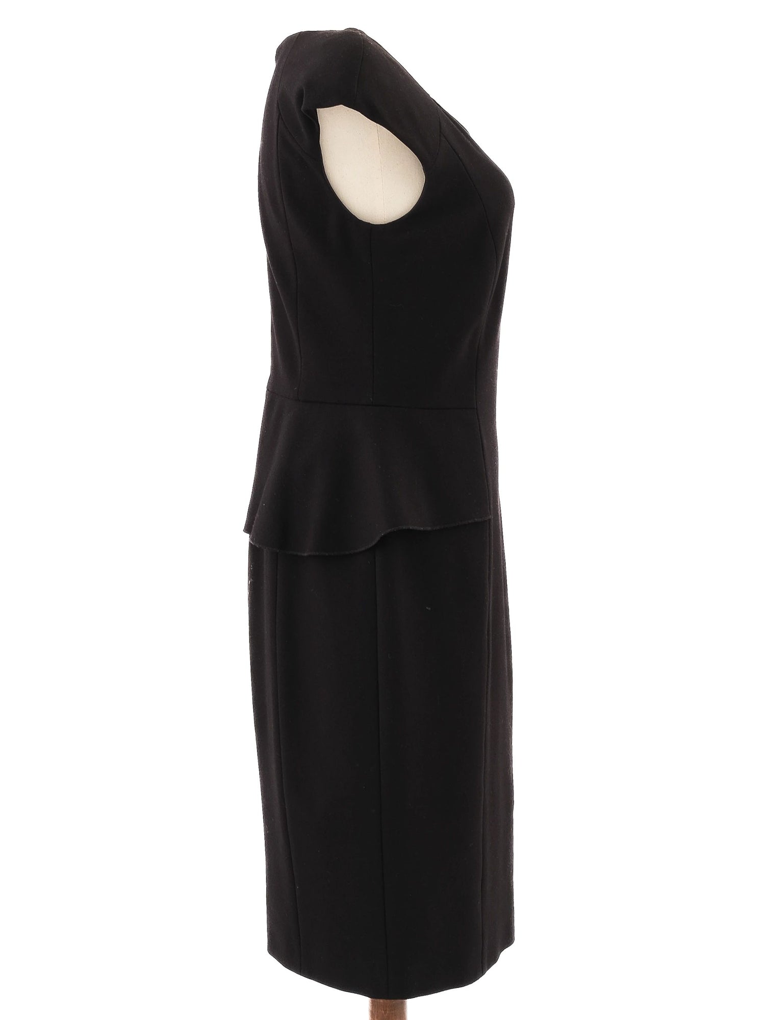 Excellent Marella Black Cocktail Dress Size M Peplum Cap Sleeves