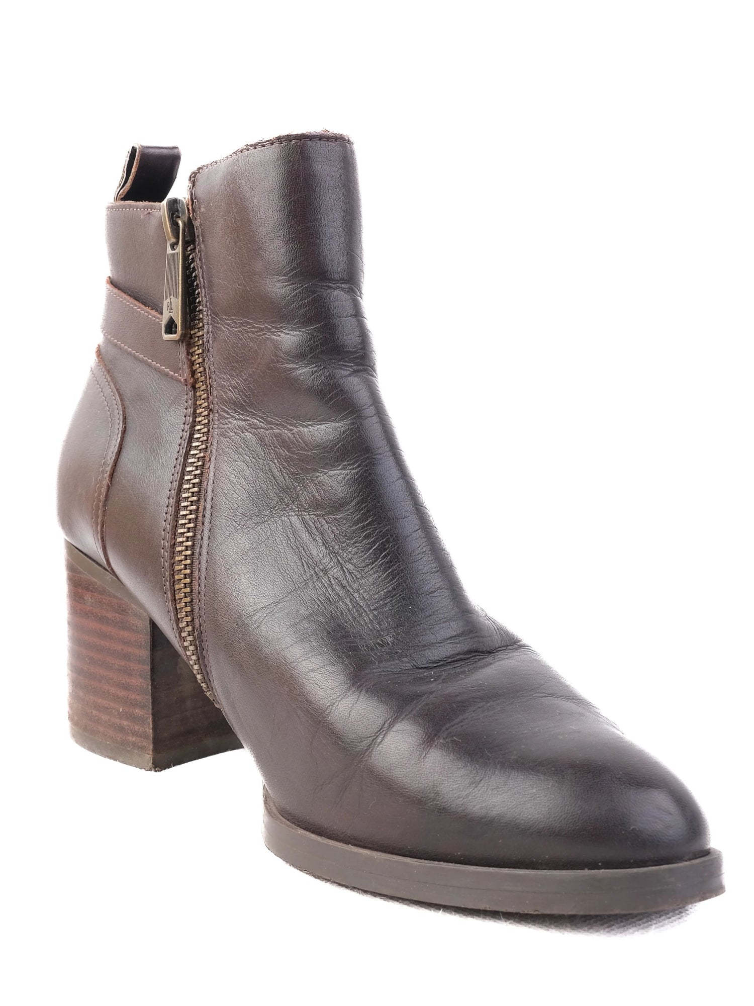 Excellent Ralph Lauren Orange Leather Ankle Boots Size 37 with Block Heel