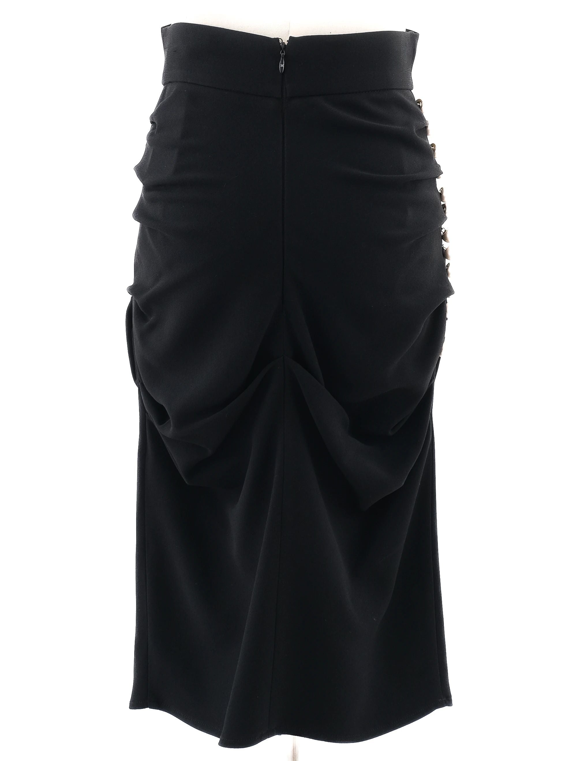 Excellent Elisabetta Franchi Black Ruched Pencil Skirt XS