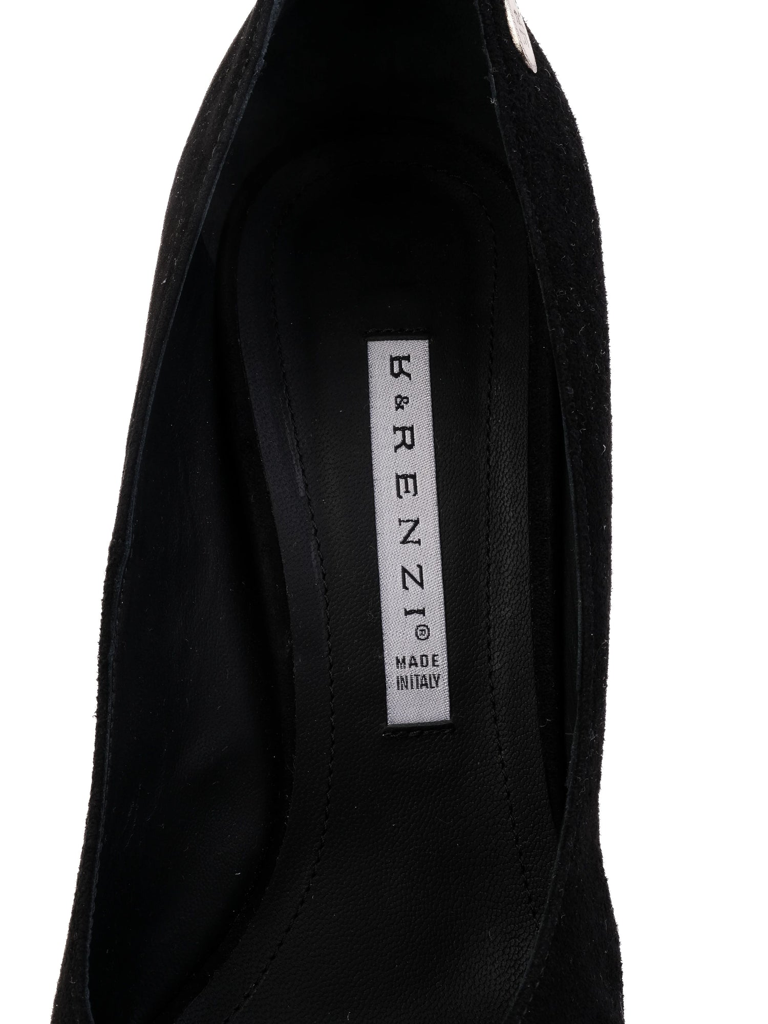 R&Renzi Black Genuine Suede High-Heeled Shoes Size 38