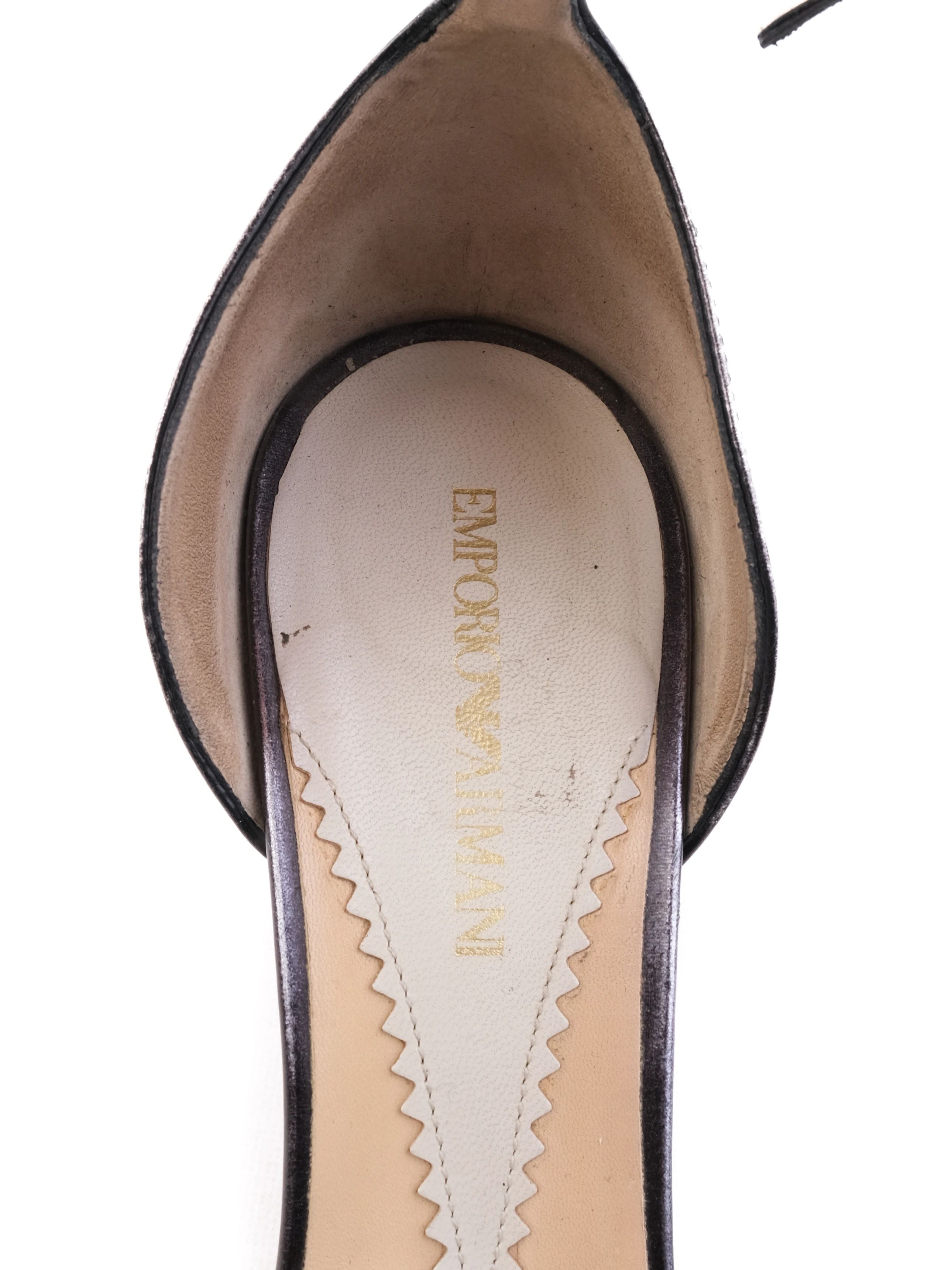 Excellent Emporio Armani Black Leather High-Heeled Sandals Size 41
