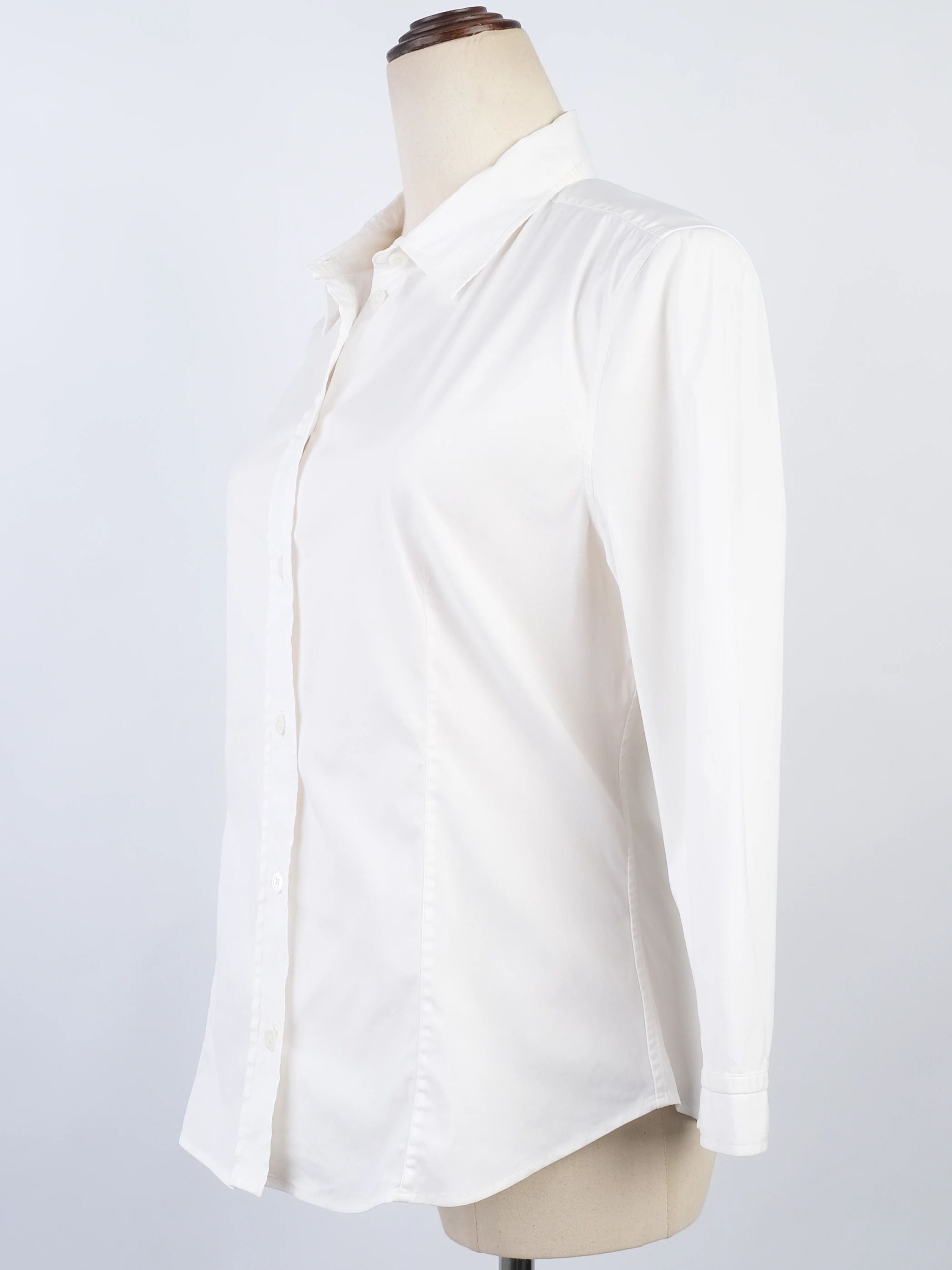 Excellent Prada White Nylon Button-Up Shirt Size L for Women