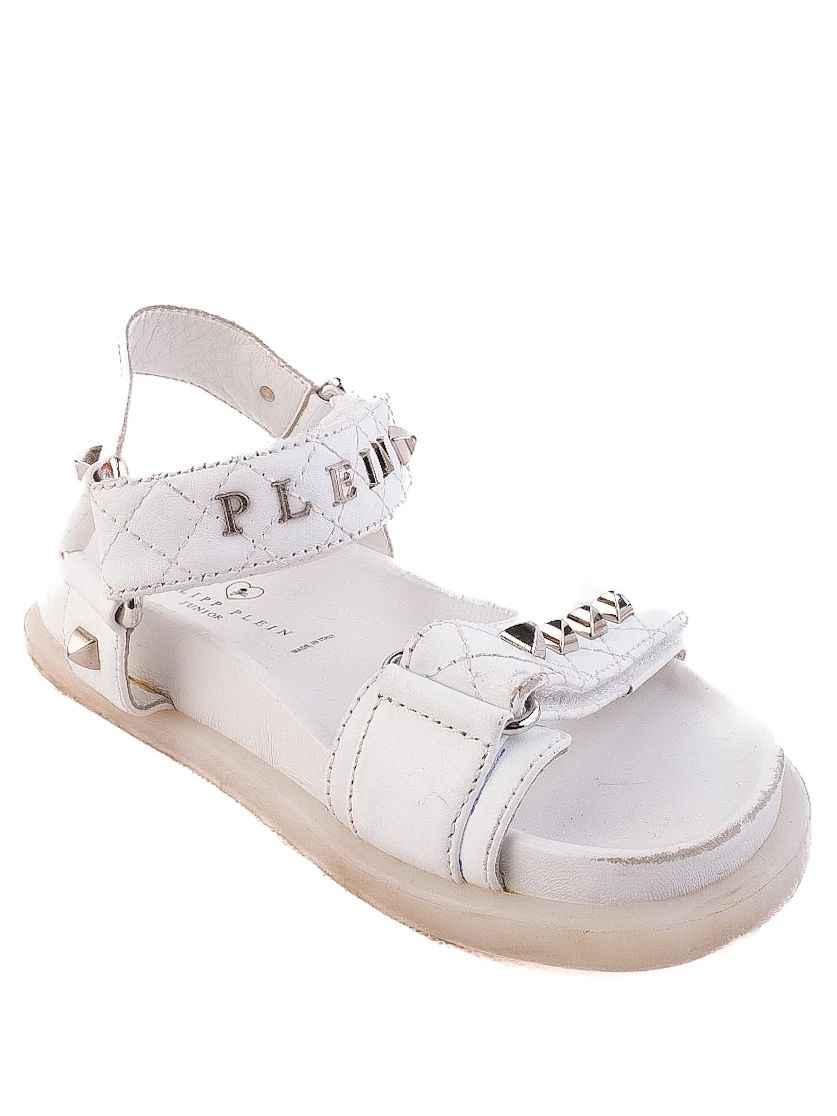 Excellent Philipp Plein Junior White Leather Sandals Size 31