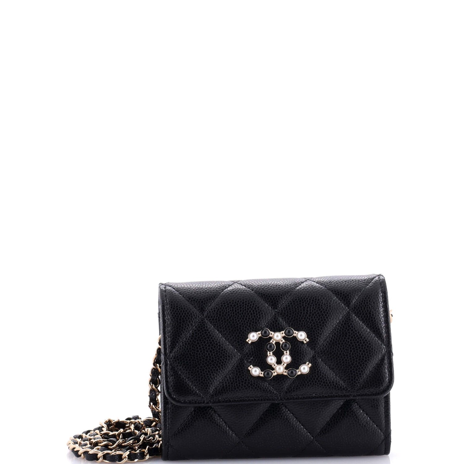 Chanel Coco Candy Card Holder On Chain Quilted Caviar
