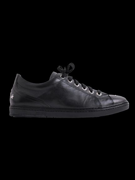 Perfect Jimmy Choo Black Leather Sneakers Size 42 with Star Details