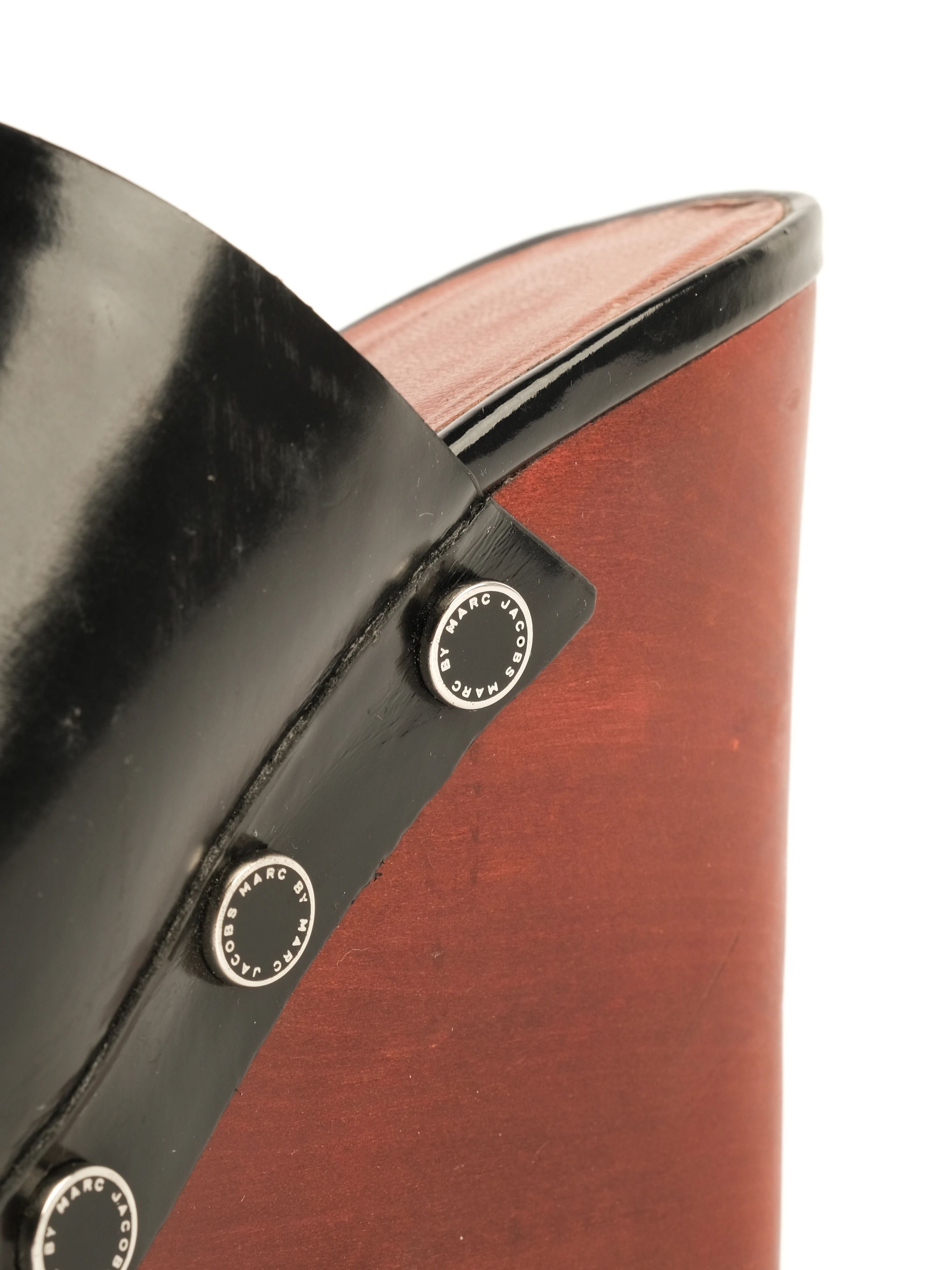 Excellent Marc Jacobs Black Leather Wedge Platform Shoes Size 38