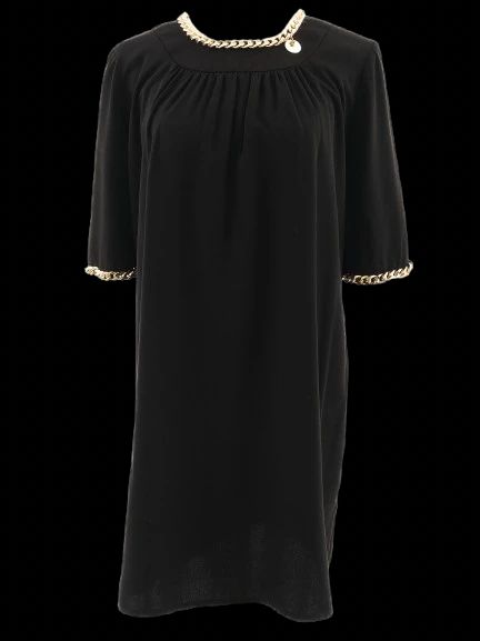 Excellent Elisabetta Franchi Black Dress Size L with Gold Chain Details