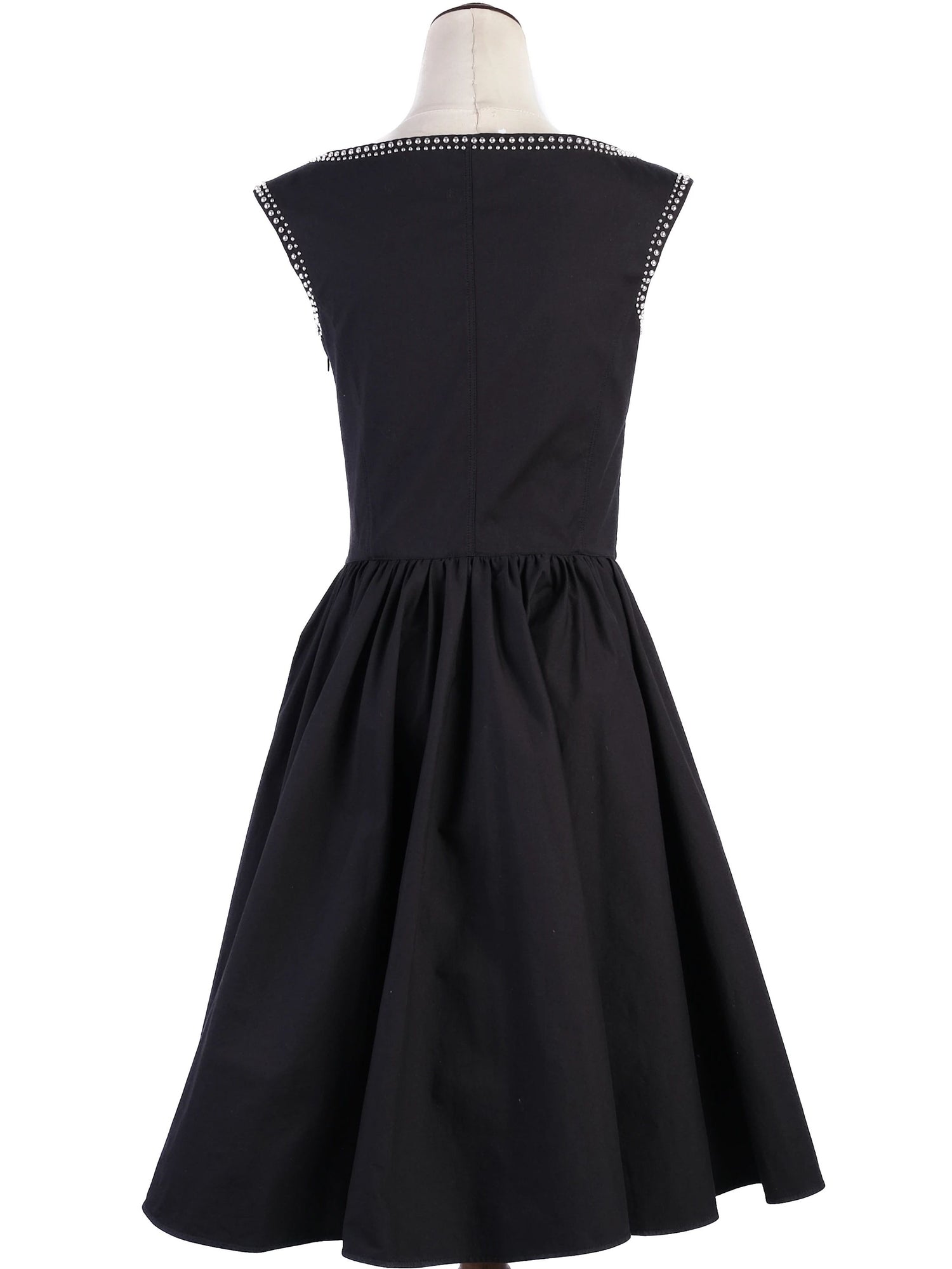Excellent Prada Black Sleeveless Dress M with Decorative Studs