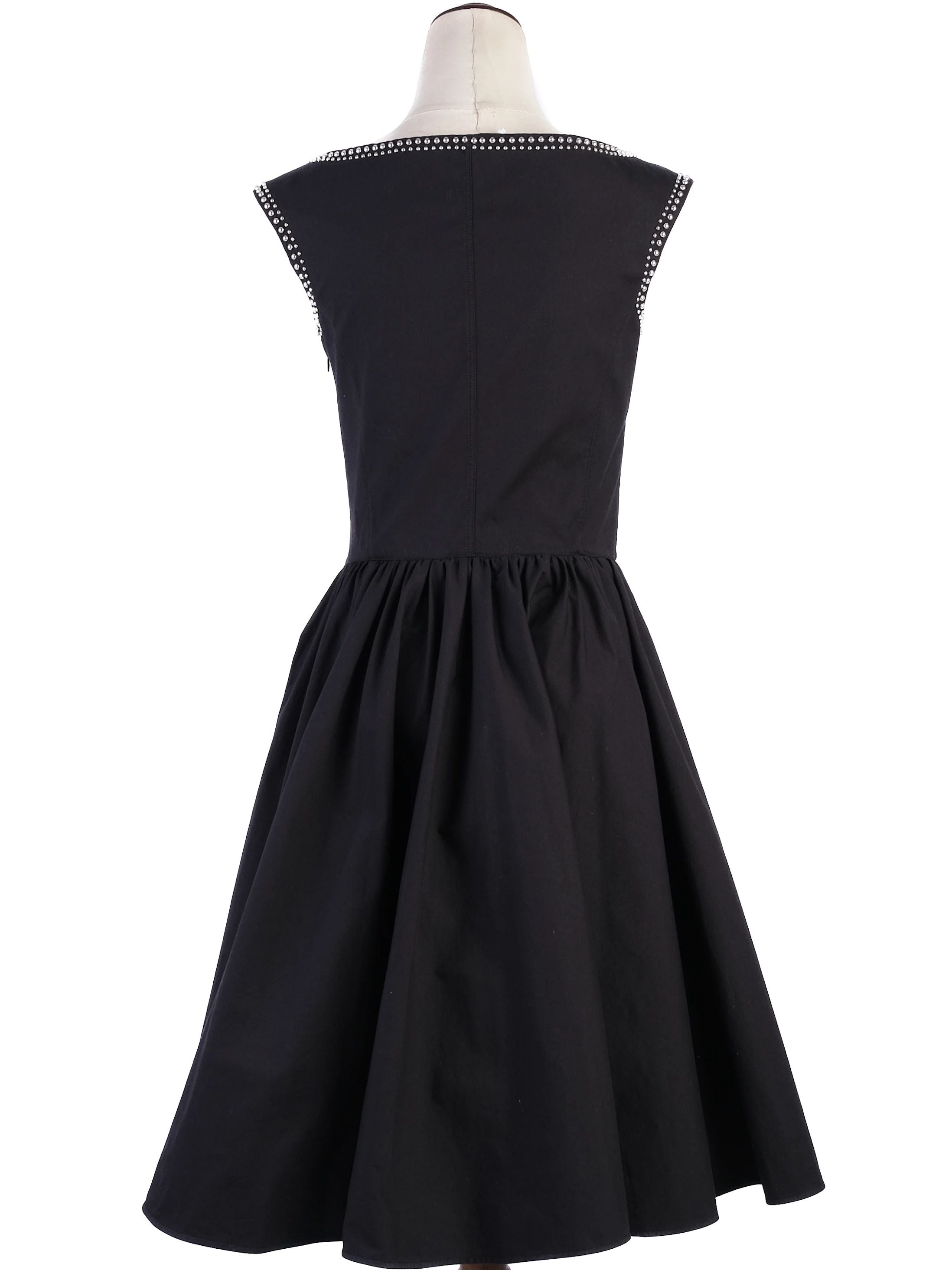 Excellent Prada Black Sleeveless Dress M with Decorative Studs