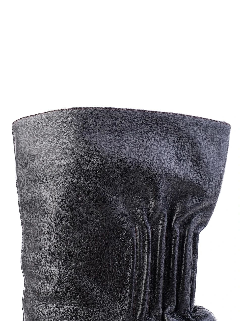 Excellent Vicini Black Leather High-Heeled Boots Size 38
