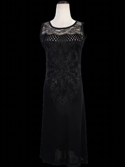 Christian Lacroix Black Sleeveless Dress M with Lace Detailing