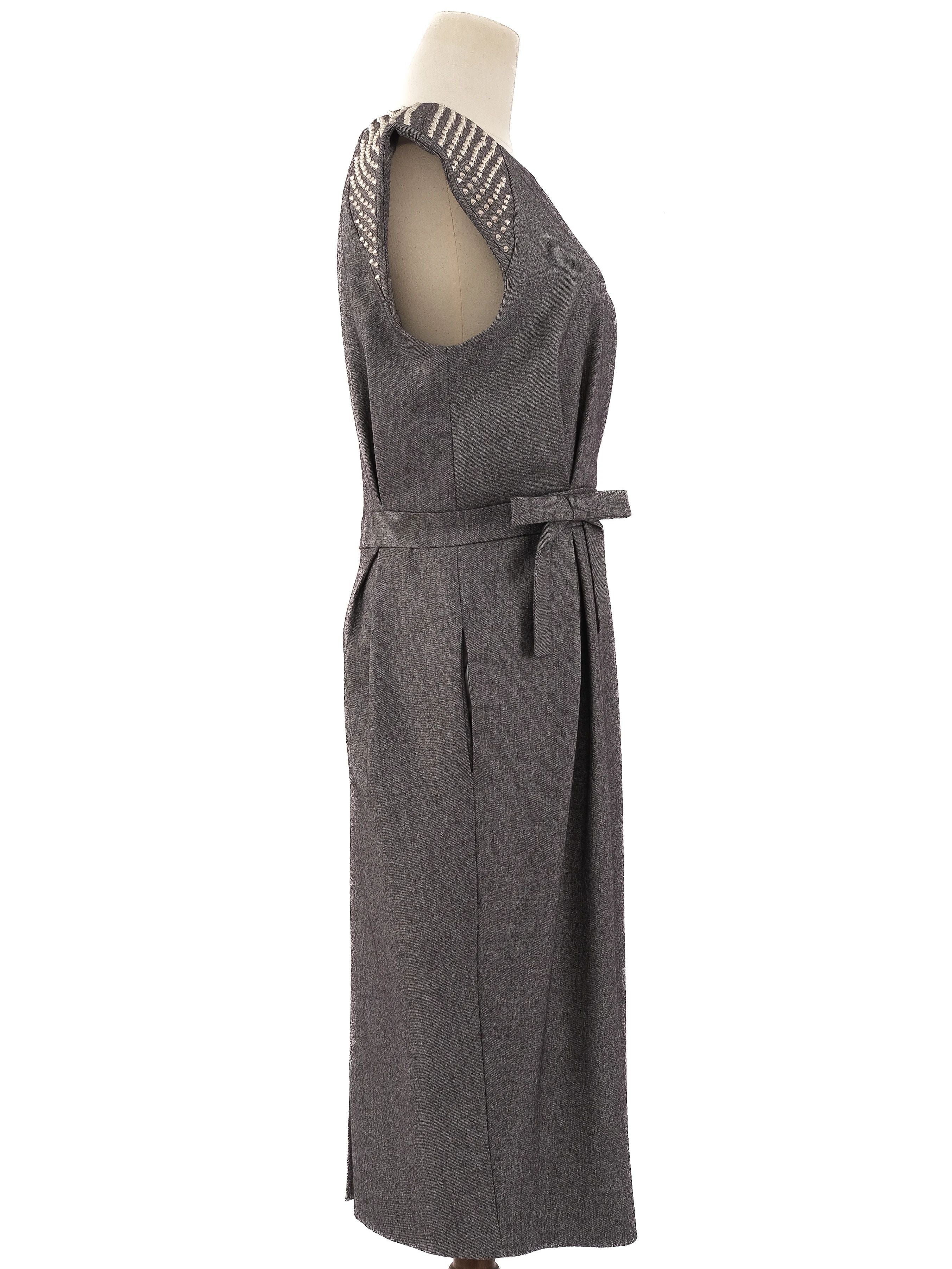 Excellent Thomas Wylde Gray Sleeveless Dress with Embellished Shoulders Size L