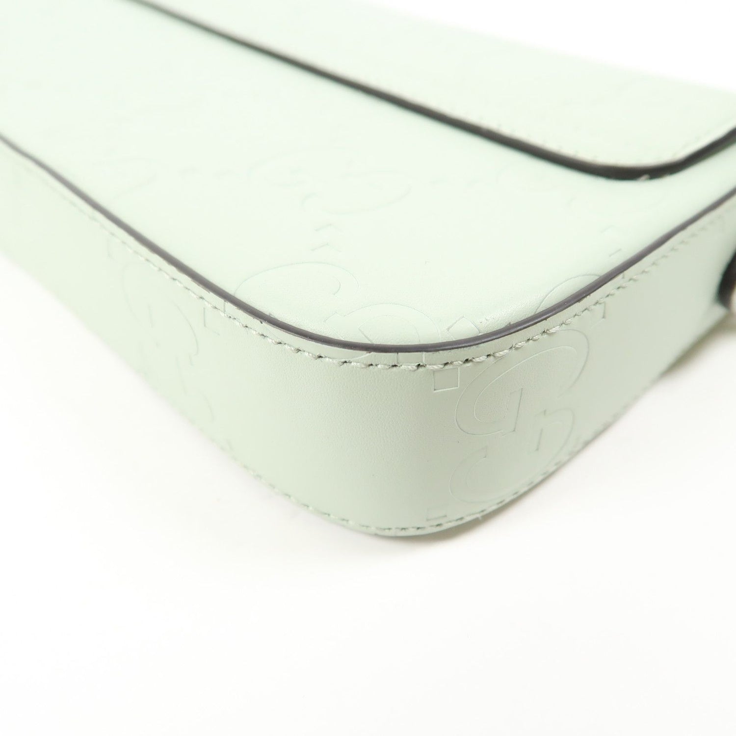 Gucci Leather Gg Pochette Gold Shoulder Bag Green Mint Leather 772794