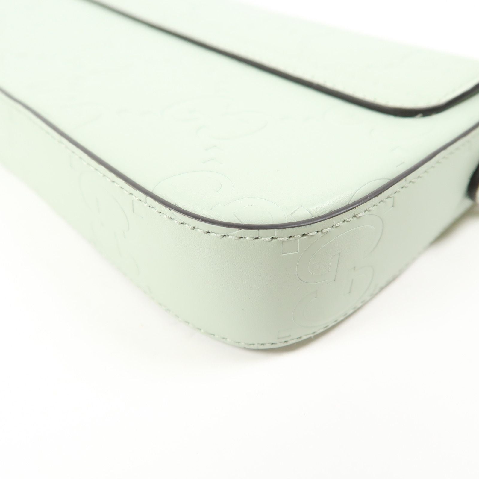 Gucci Leather Gg Pochette Gold Shoulder Bag Green Mint Leather 772794