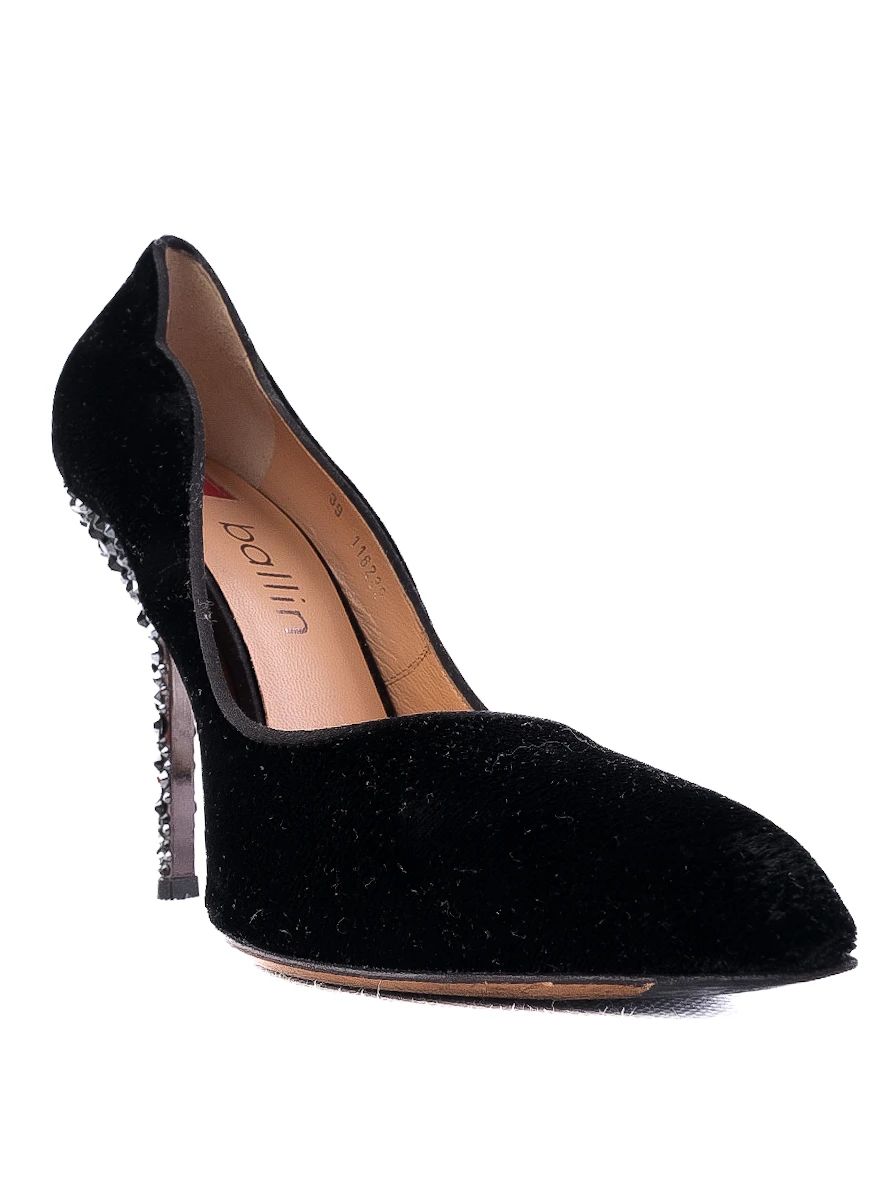 Excellent Ballin Black Genuine Suede High-Heeled Shoes