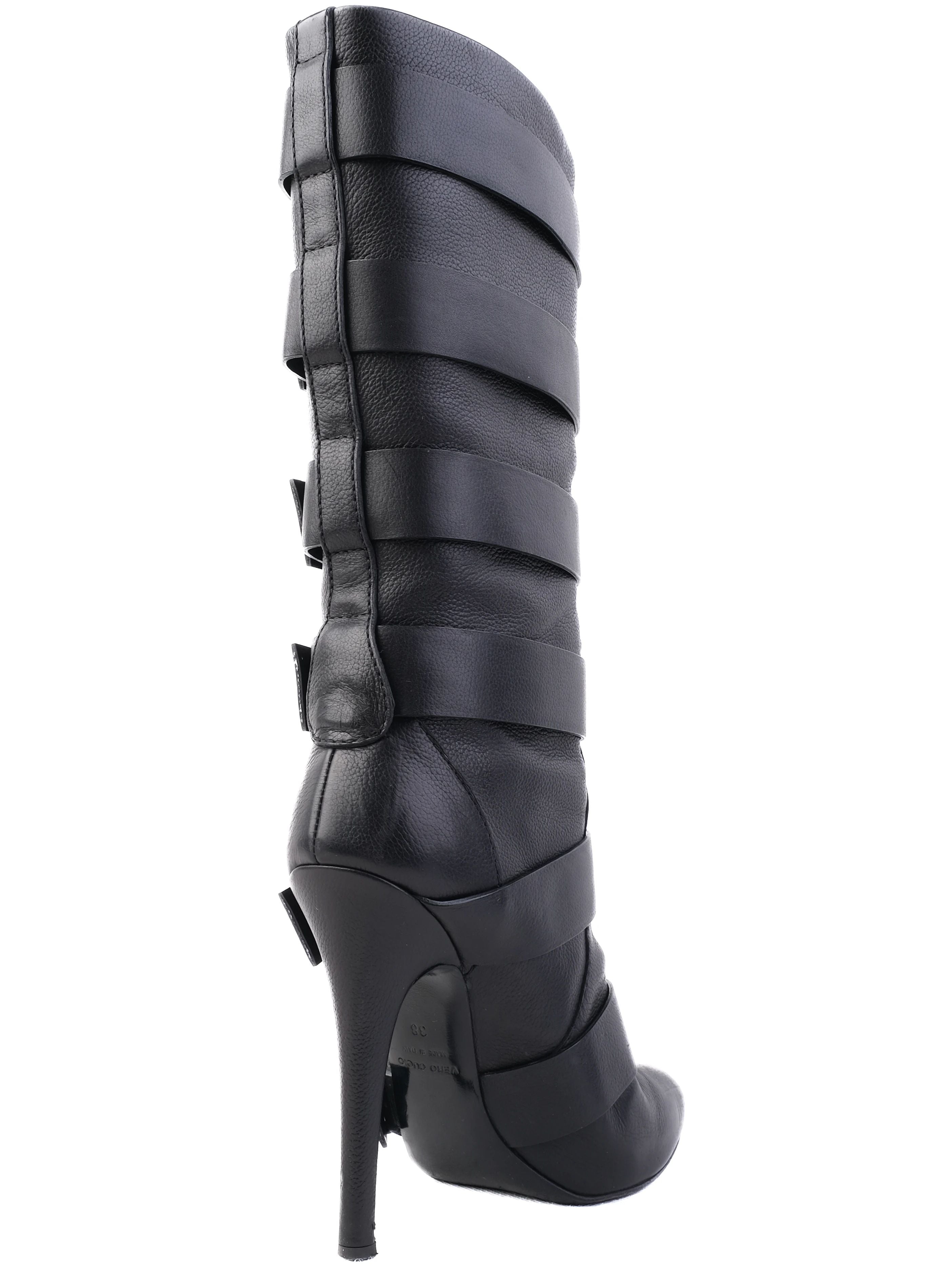 Excellent Giuseppe Zanotti & Balmain Black Leather Knee-High Boots Size 38