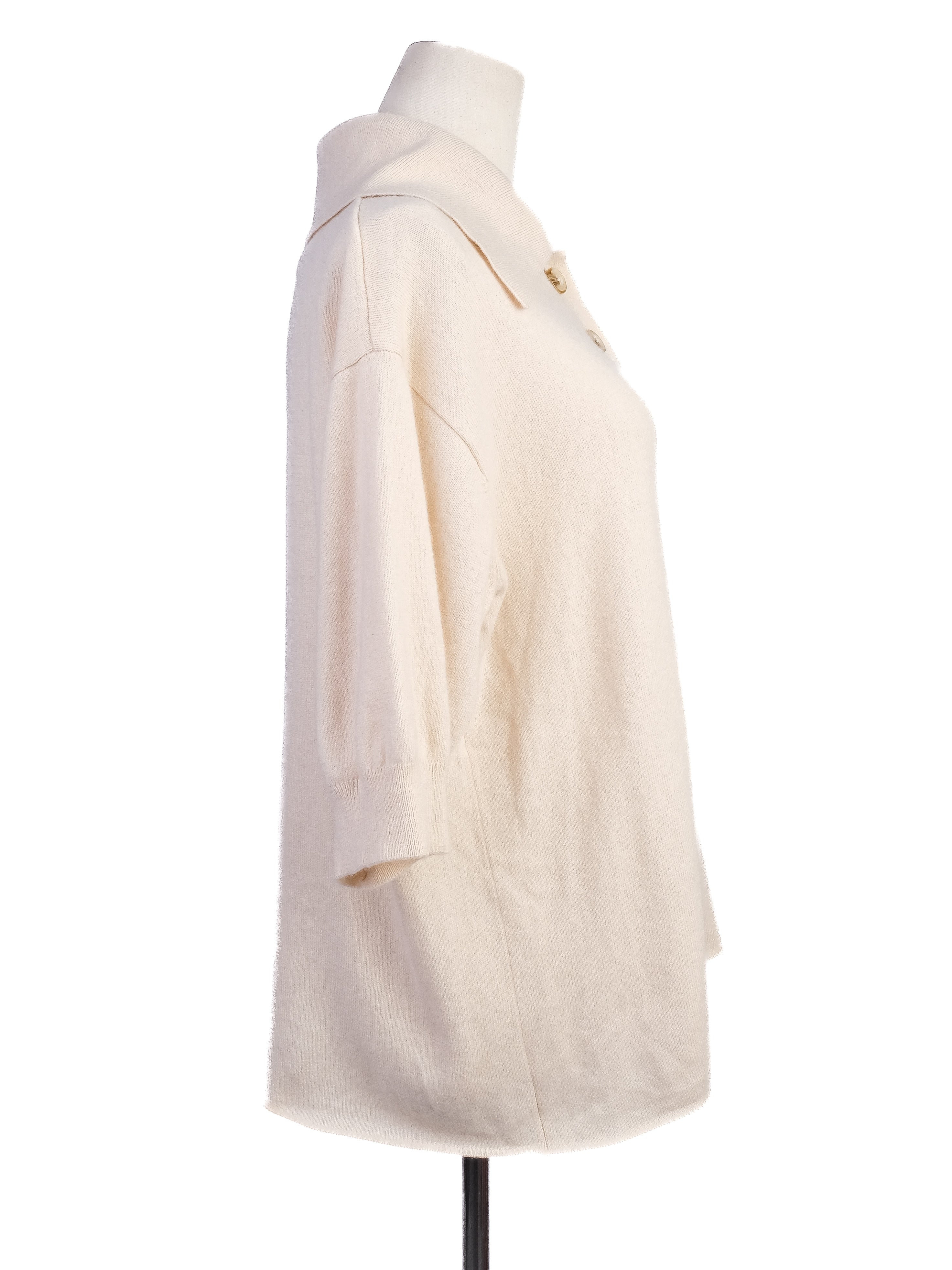 Excellent Loulou Studio White Cashmere Sweater Short Sleeve