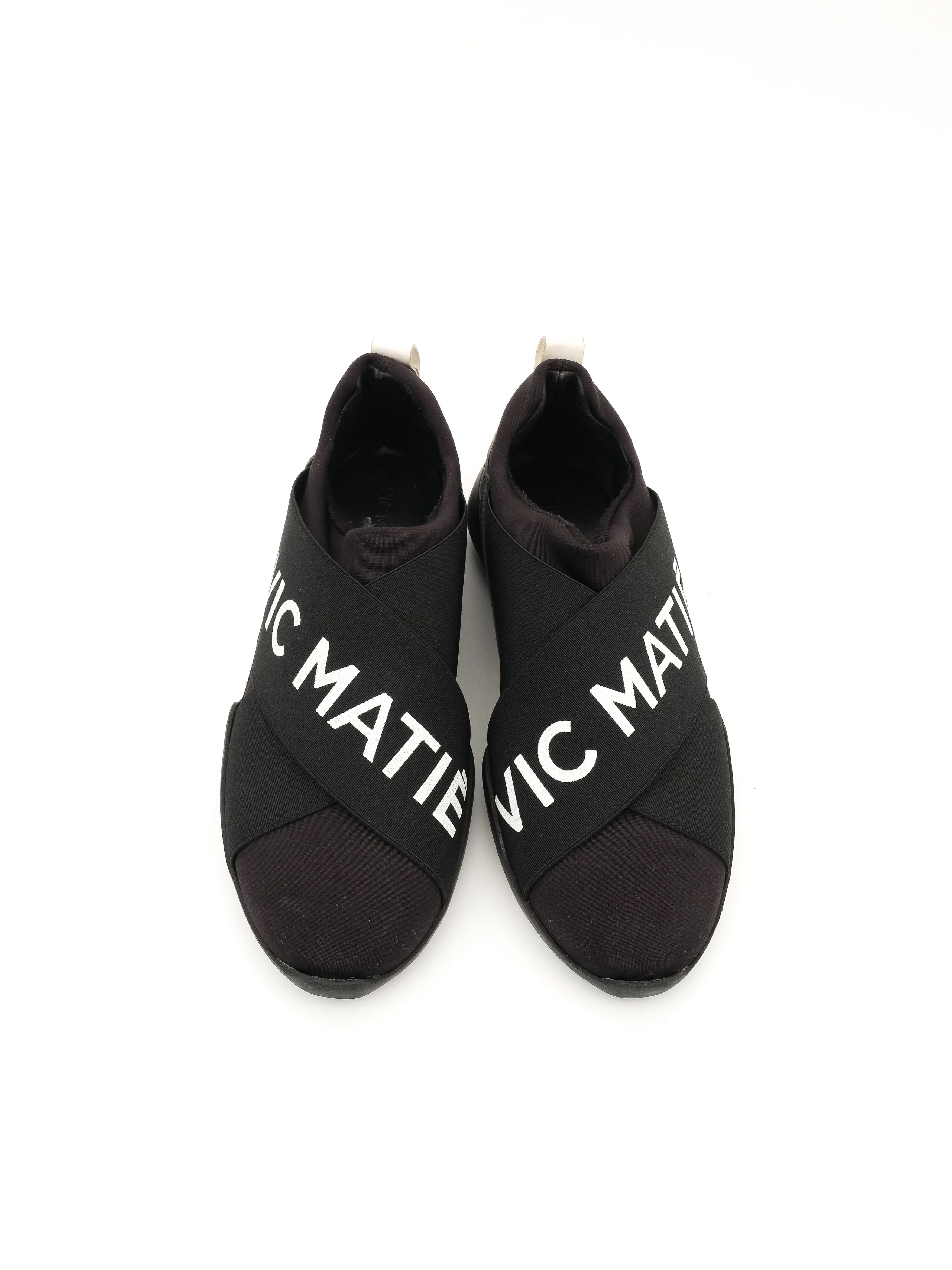 Excellent Vic Matie Black Slip-On Sneakers Size 36 Fabric