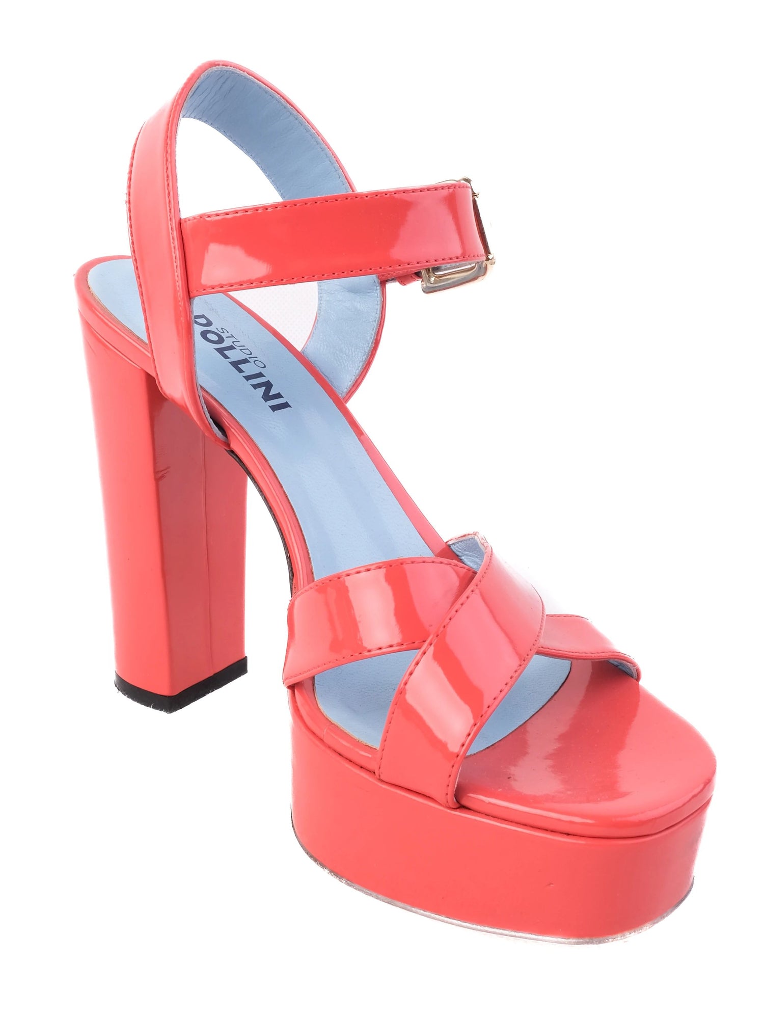 Excellent Pollini Red Leather High-Heeled Sandals Size 37