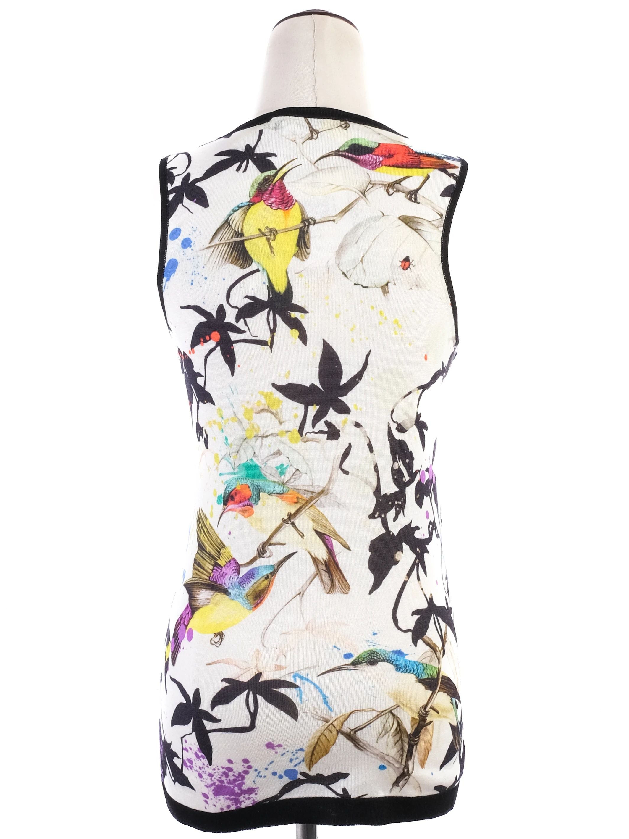 Excellent Roberto Cavalli Silk Sleeveless Top M Colorful Print
