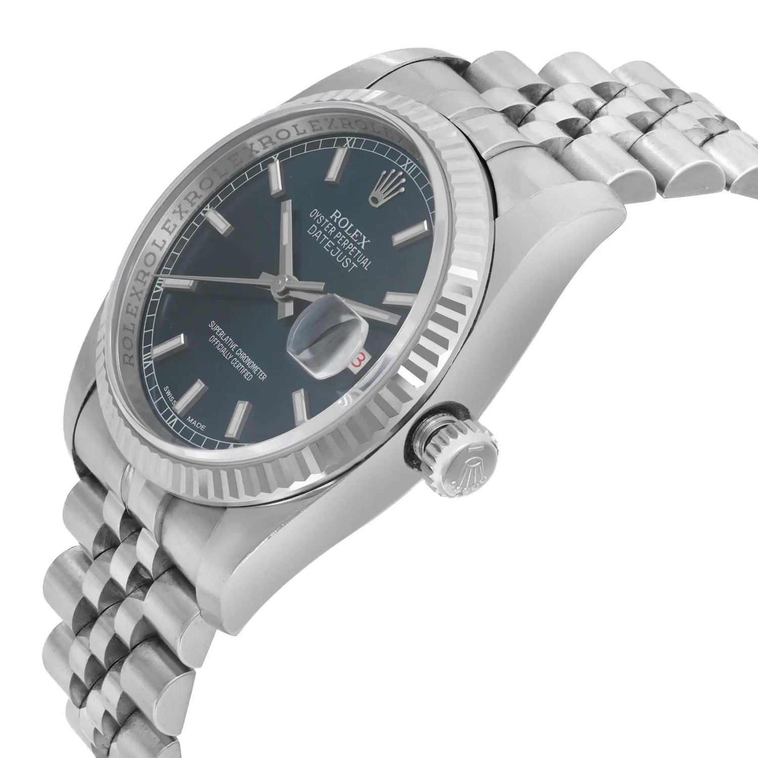 Rolex Datejust 18K White Gold Steel Blue Dial Automatic Men&