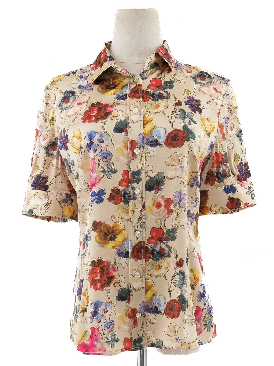 Excellent Dolce Gabbana Silk Floral Blouse Combined Color Women