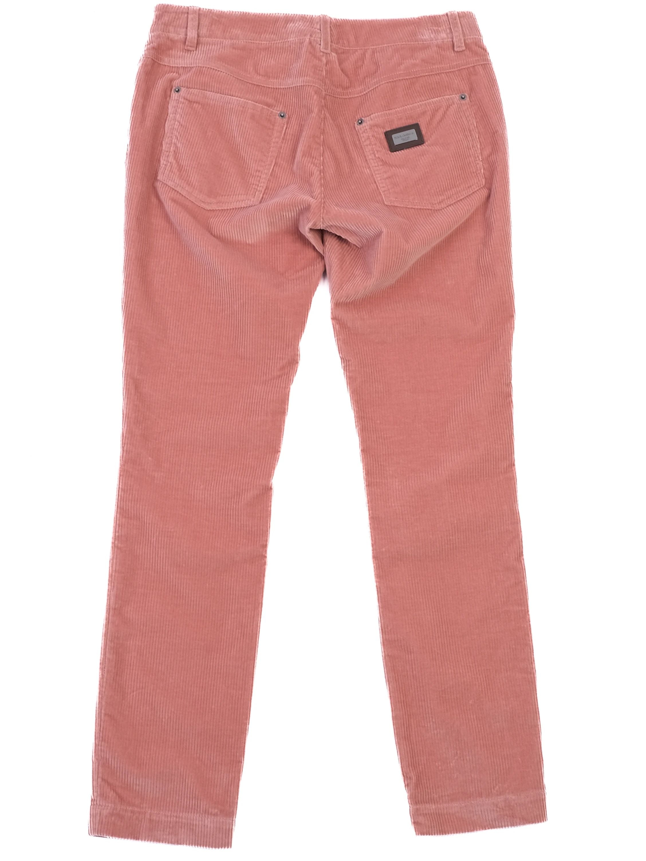 NEW Dolce Gabbana Pink Corduroy Pants Size L Women&