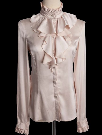 Good Emporio Armani White Silk Blouse Size XXS with Ruffles